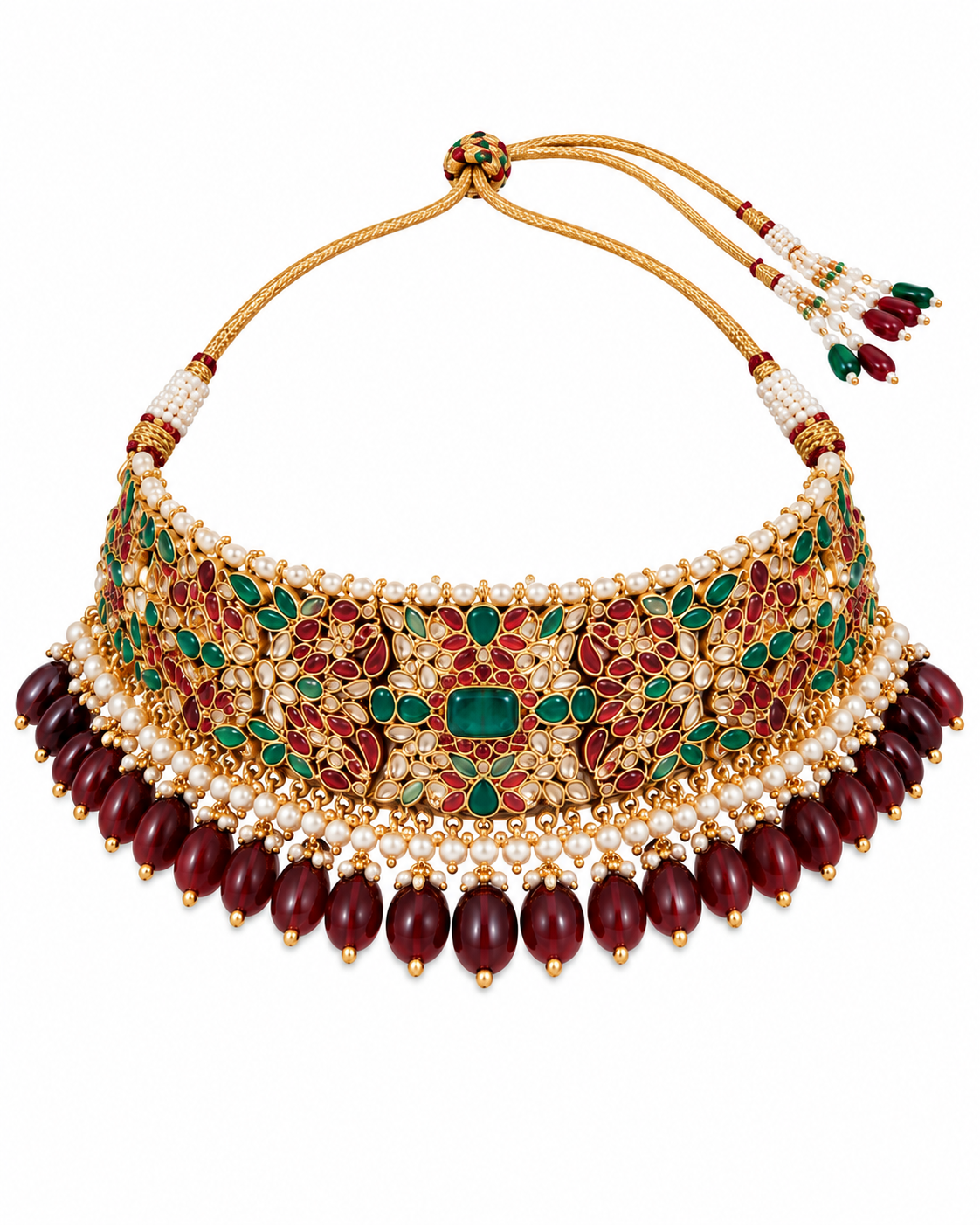 Multicolor Kundan Choker Necklace Set 13