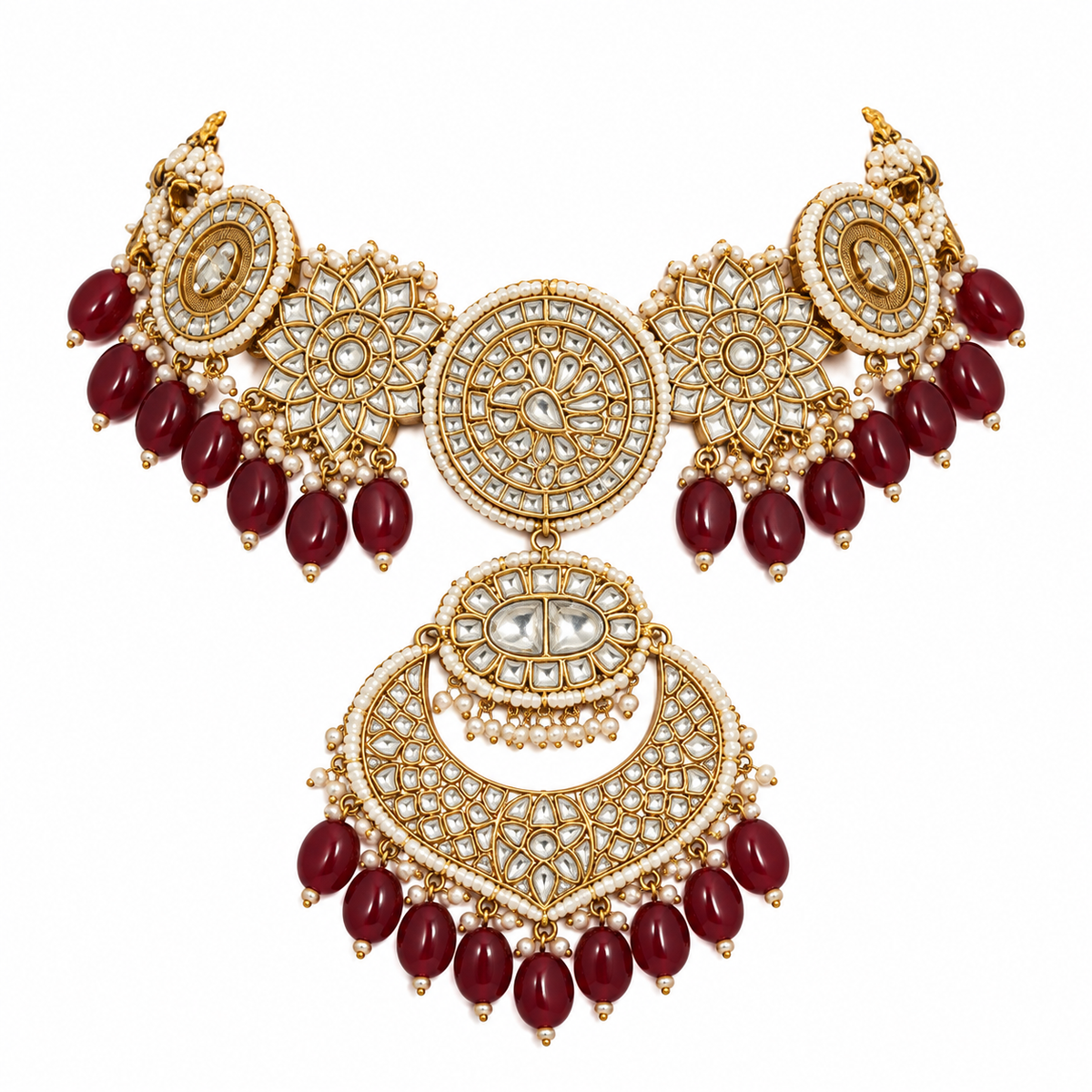 Kundan Choker Necklace Set with Chandbali Earrings 18