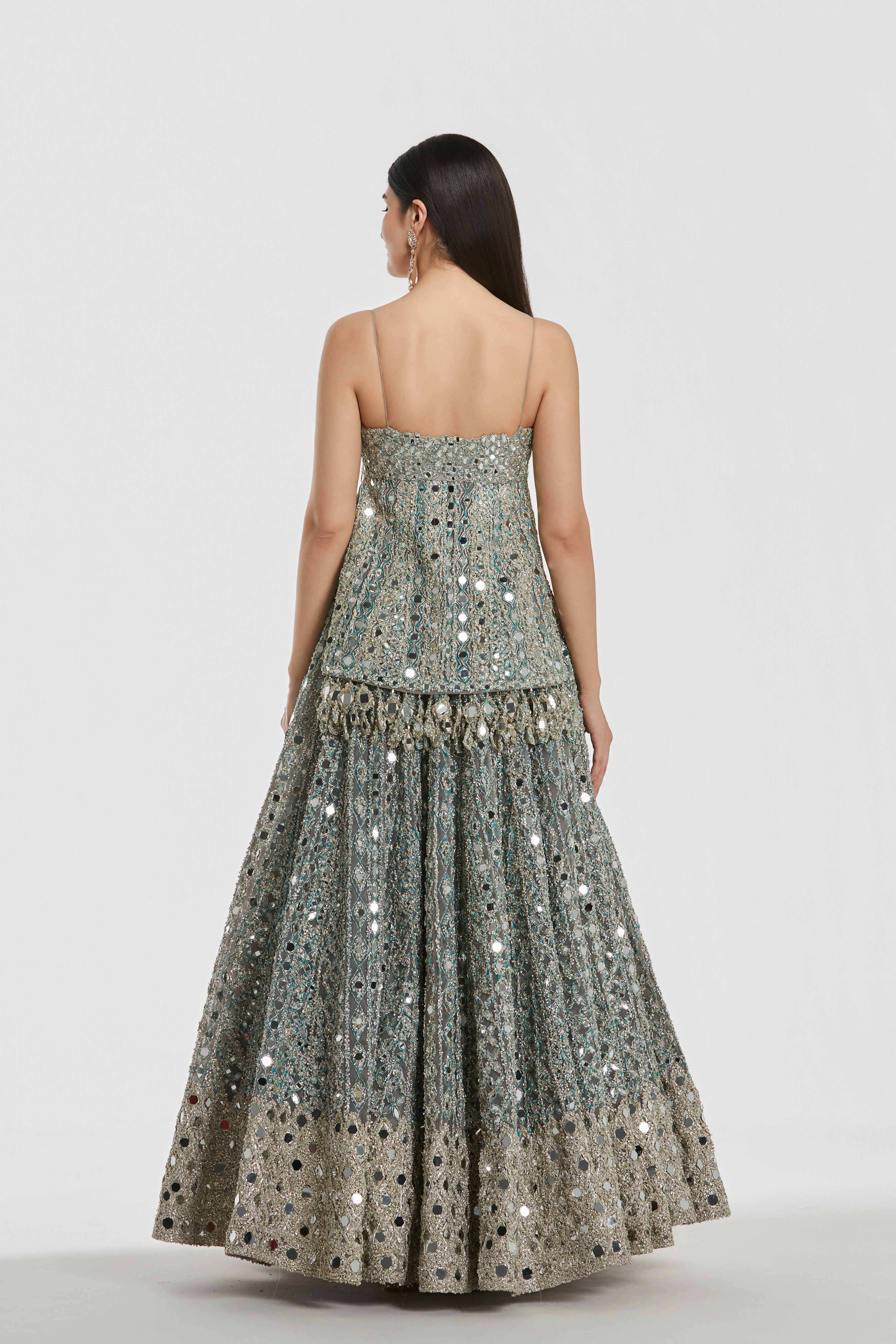 Mirror work , zari , dori thread