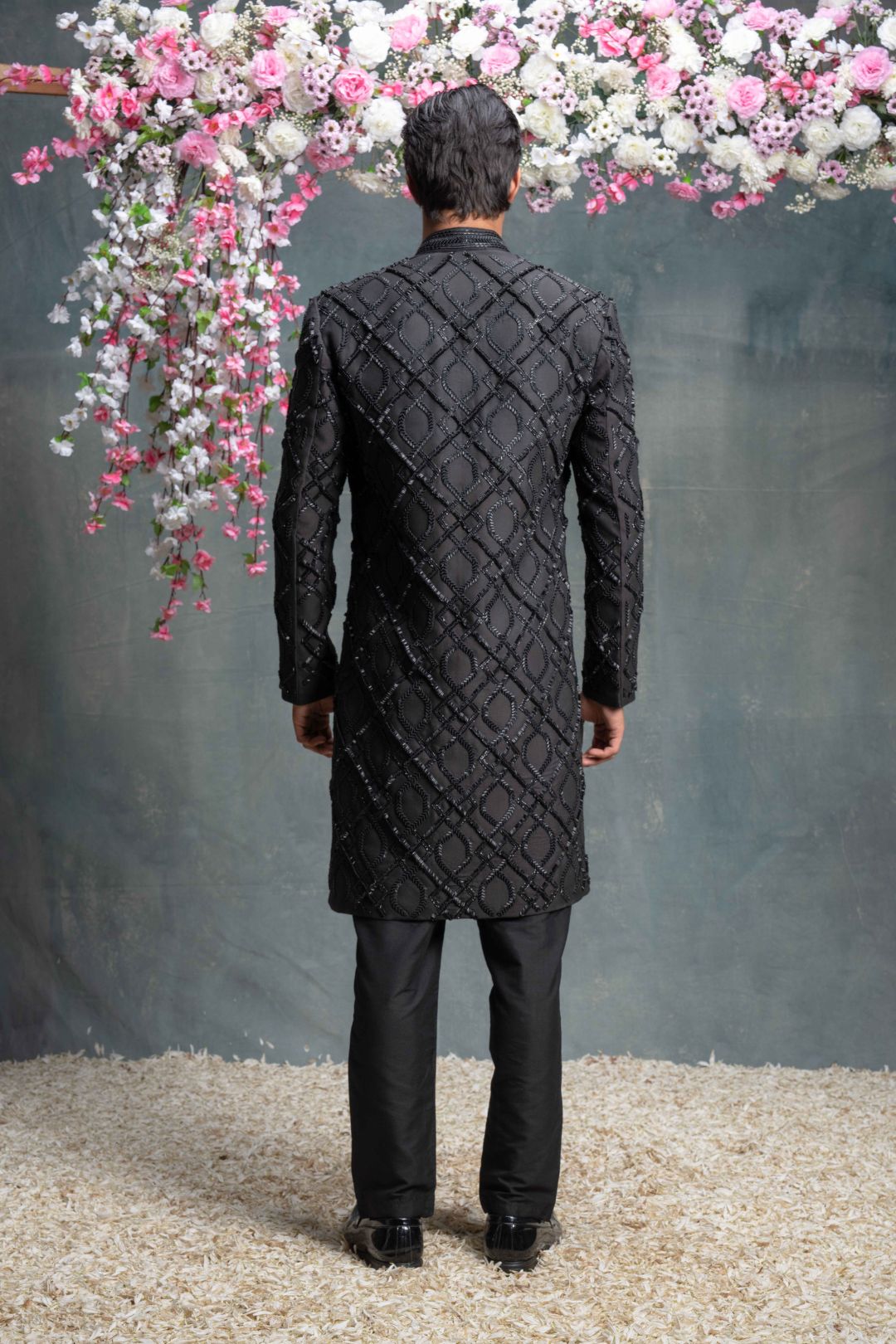 Black Indo Western Jacket Set With Kurta Set