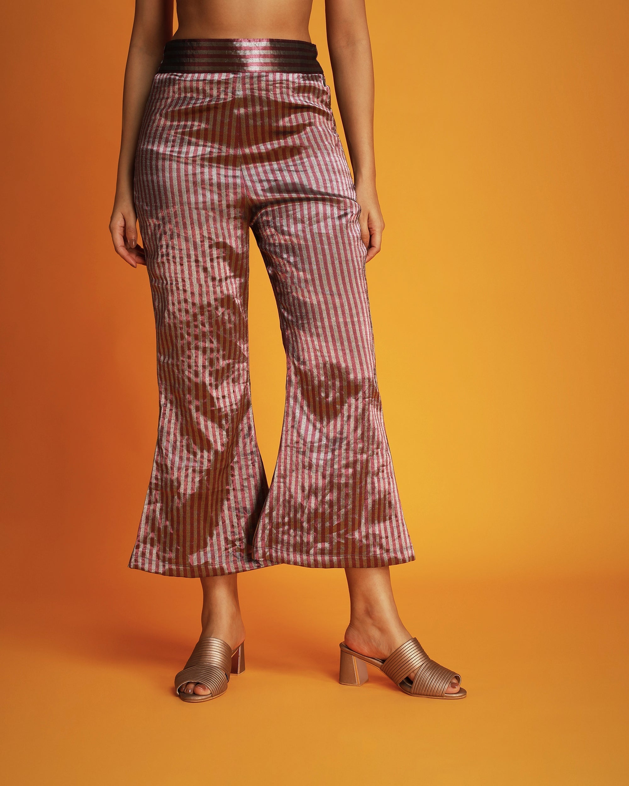 Silver tissue bell bottom pants