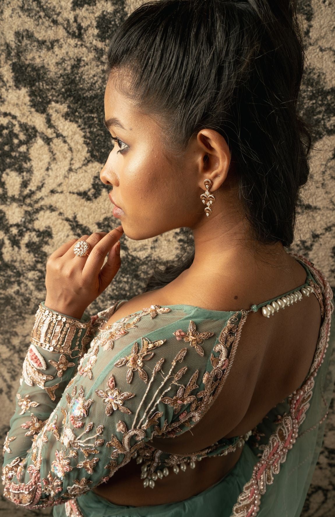 Dusky Turquoise Saree