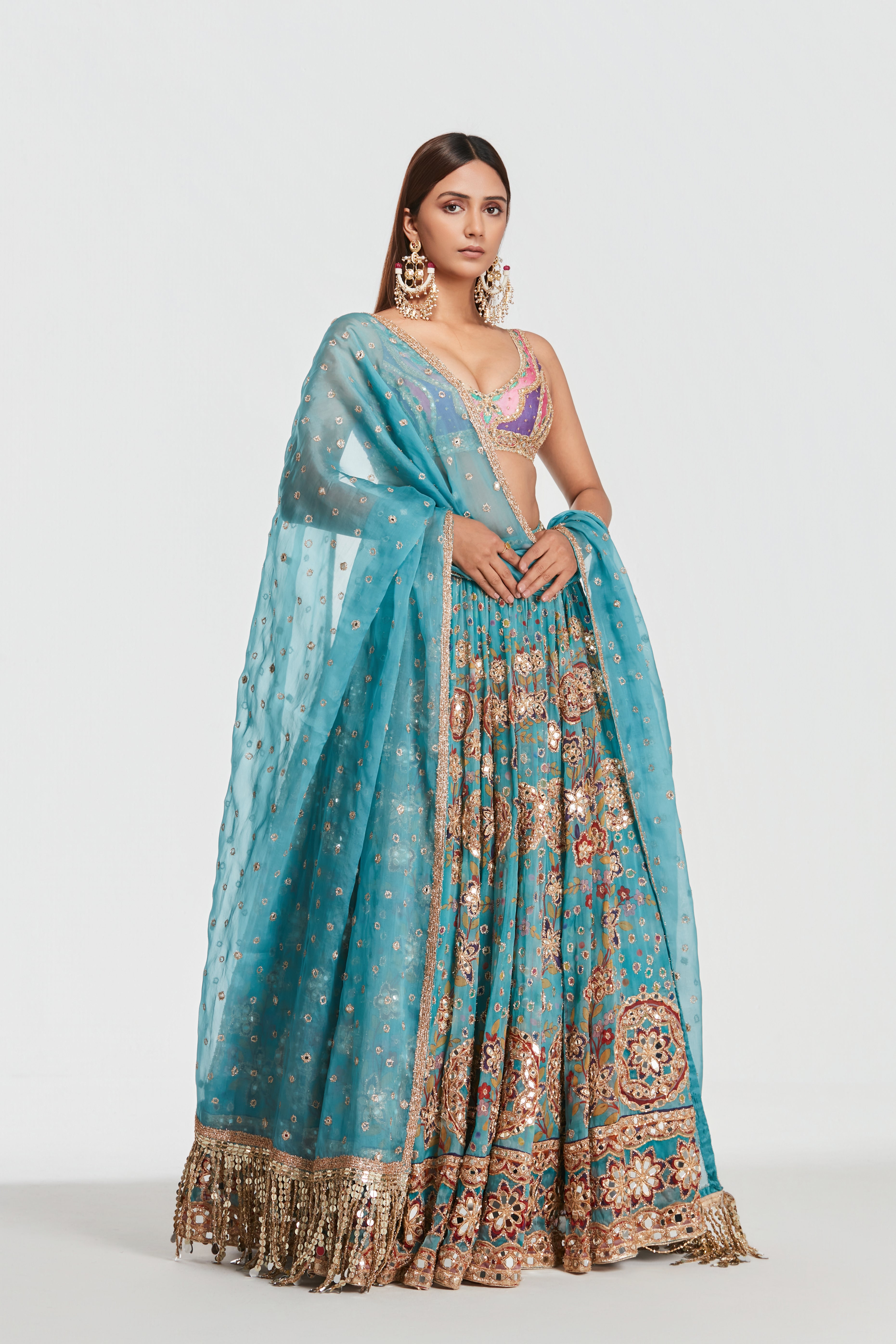 Mirror work , zari , lurex thread