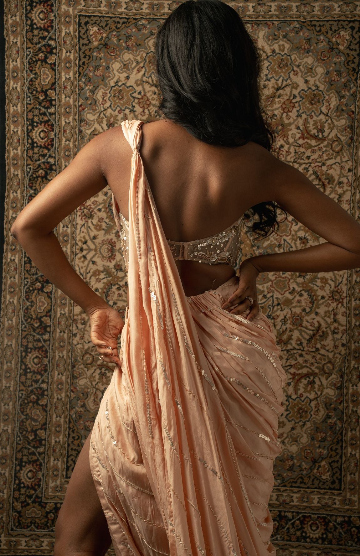 Peach Saree