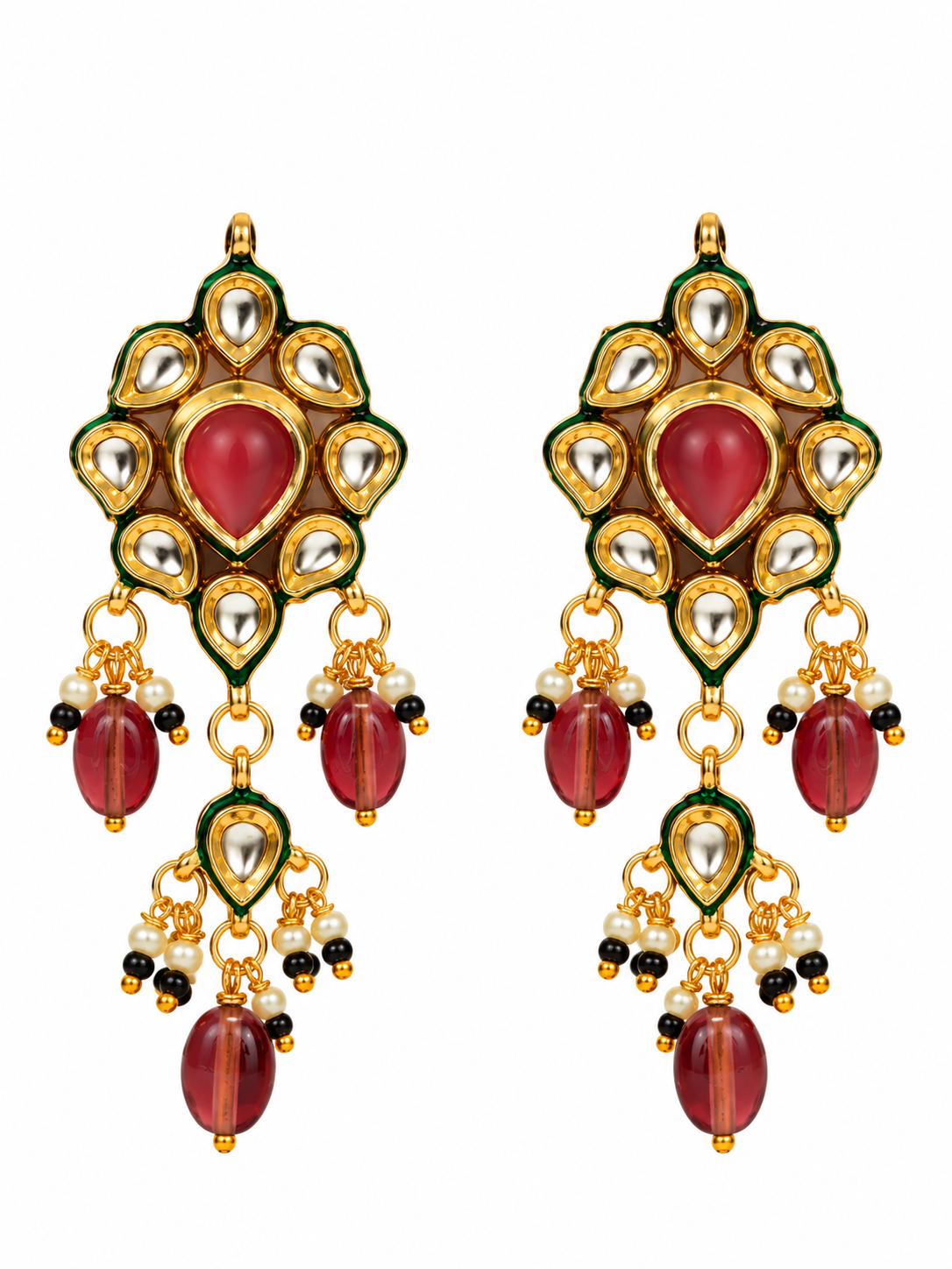 Kundan Sage Green Beaded Choker Earring Set