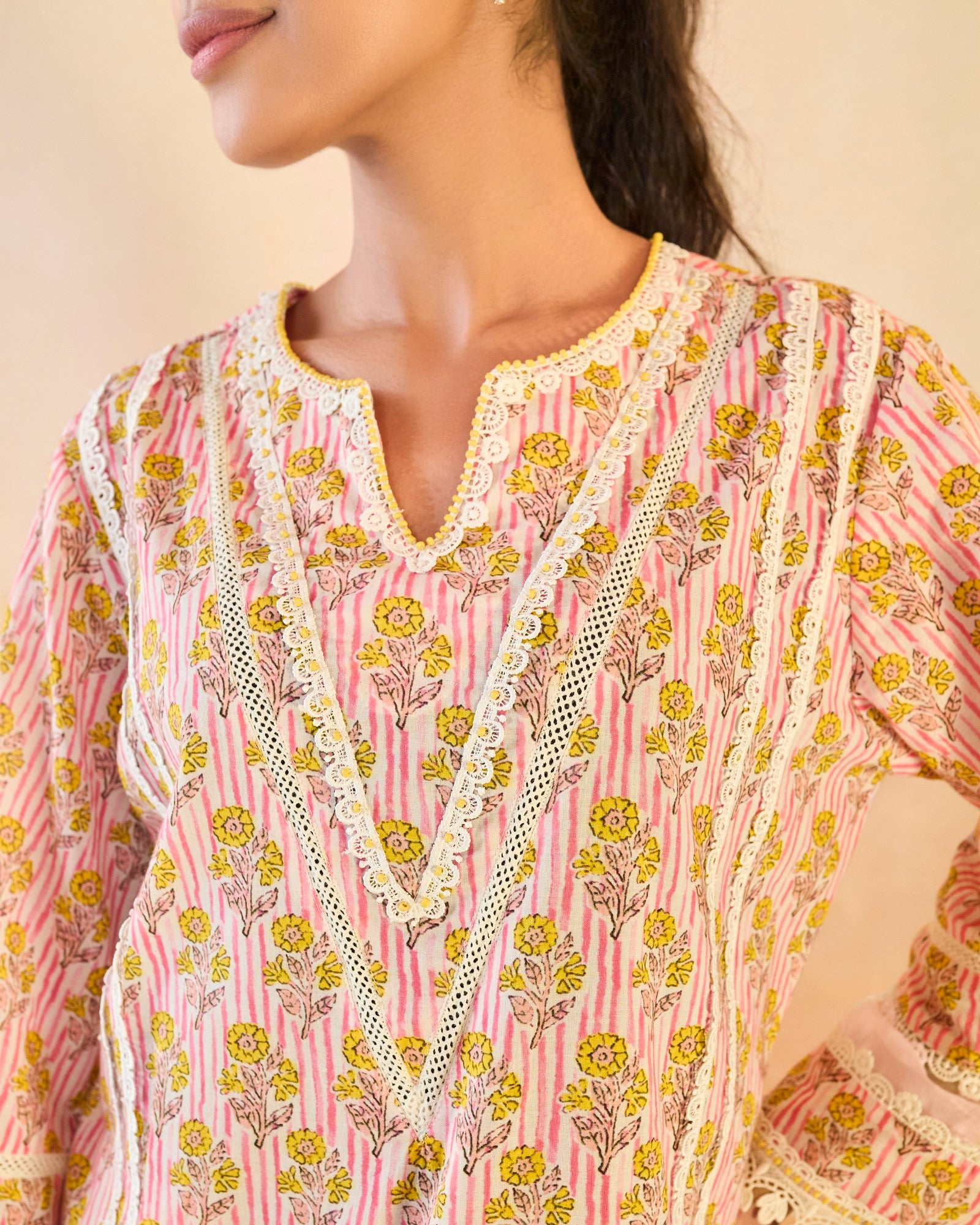 Pink Charm Cotton Kurta with Tulip Pants