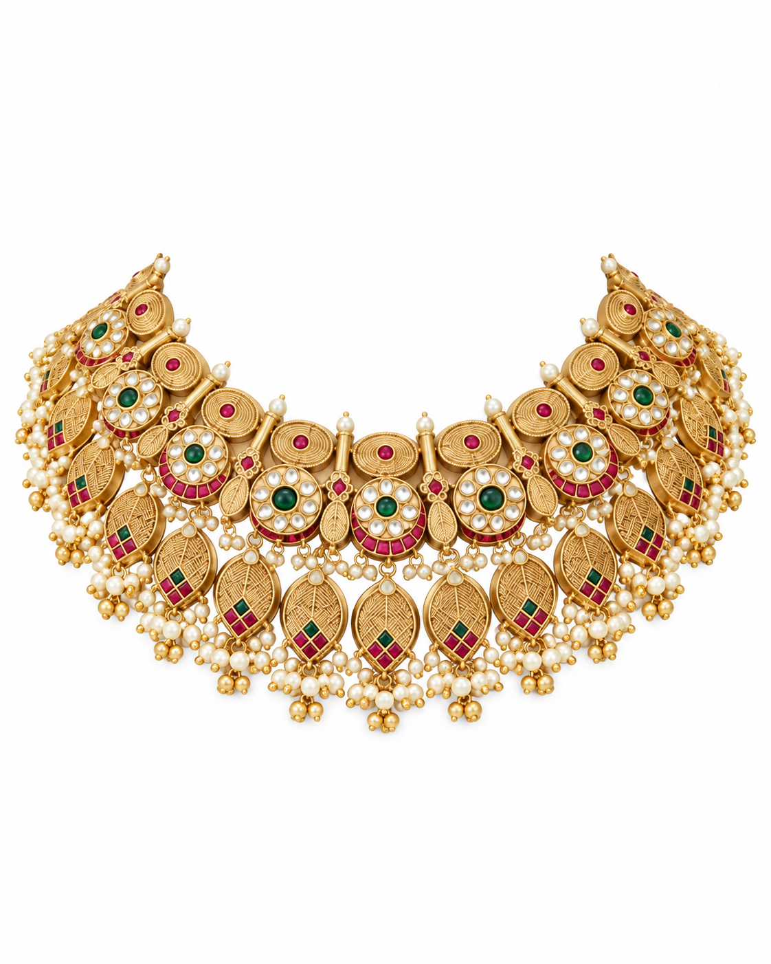 Antique Gold Kundan Statement Necklace Set 19