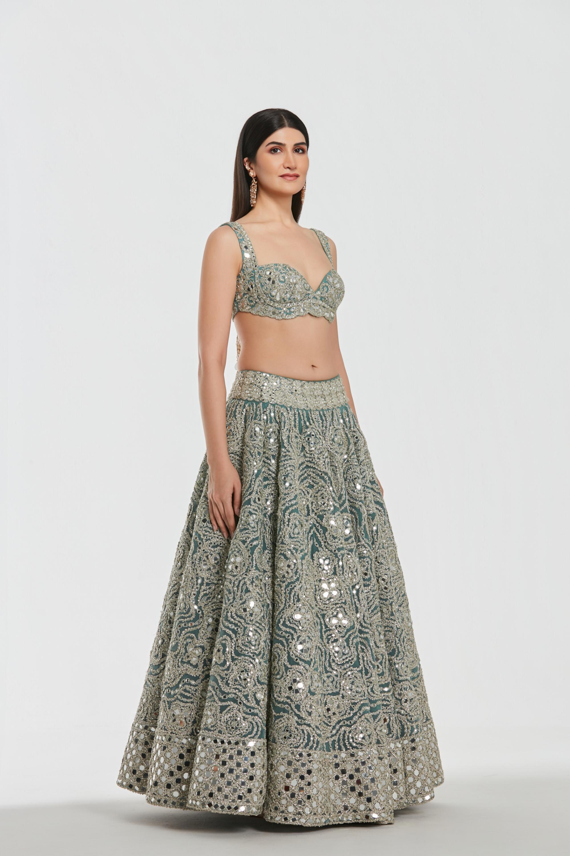 Mirror work , zari , dori thread