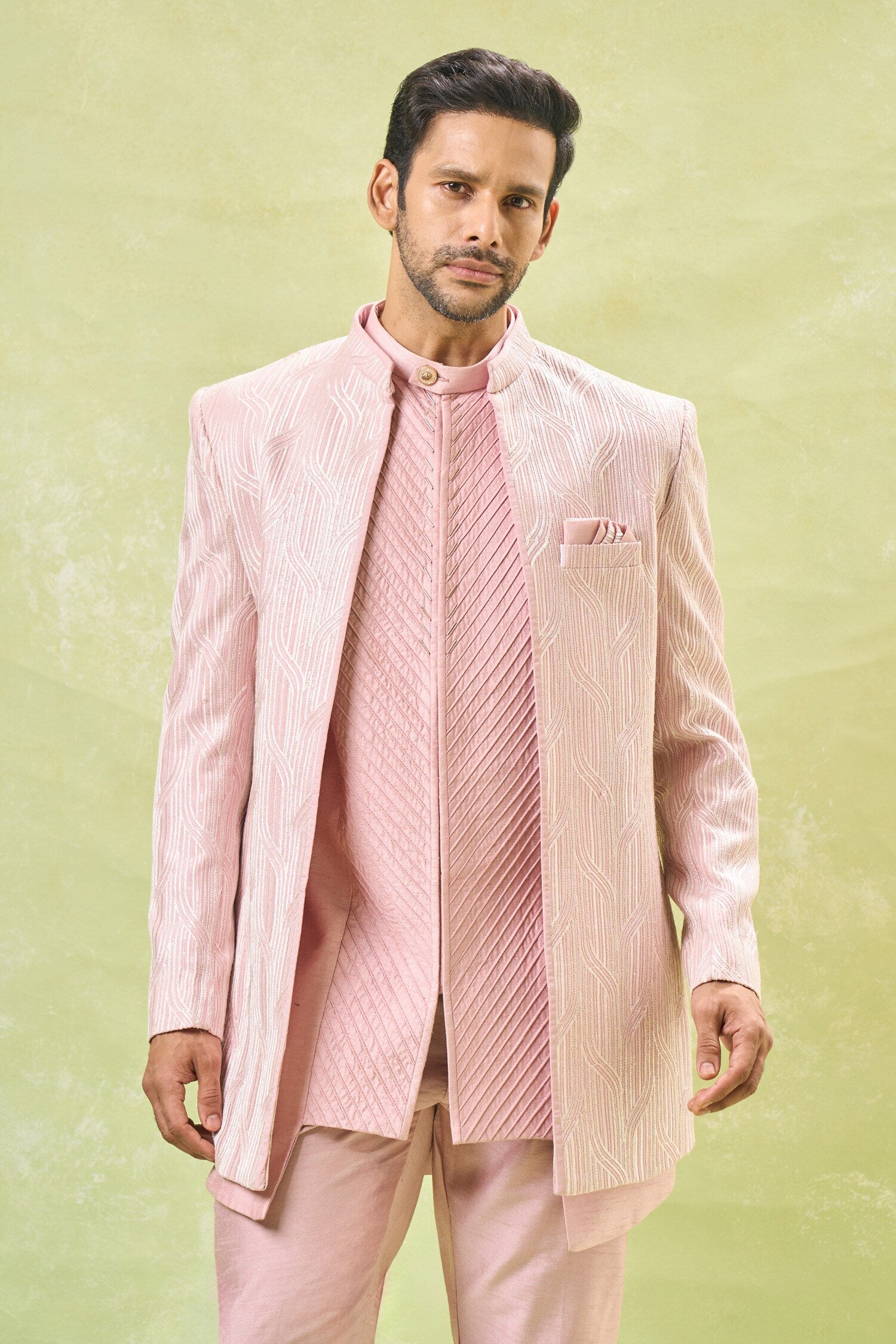 Mauve Pink Embroidered Indo-Western Set