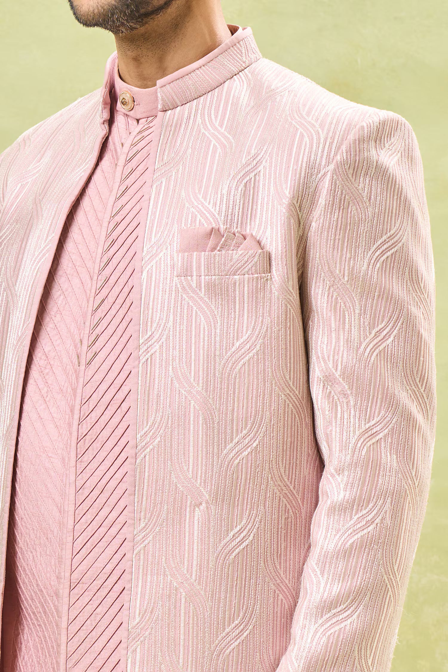 Mauve Pink Embroidered Indo-Western Set