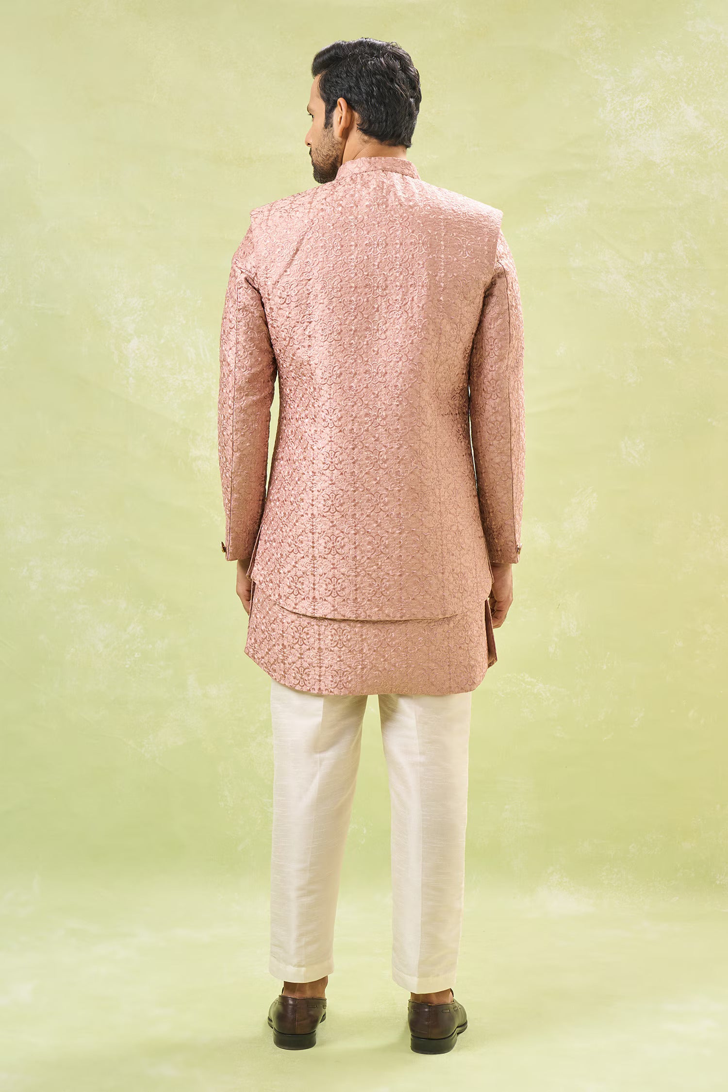 Old Rose Embroidered Indo-Western Set