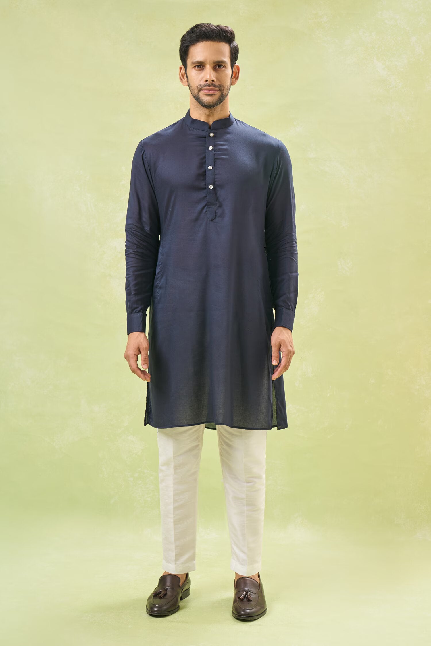 Royal Blue Embroidered Kurta-Jacket Set