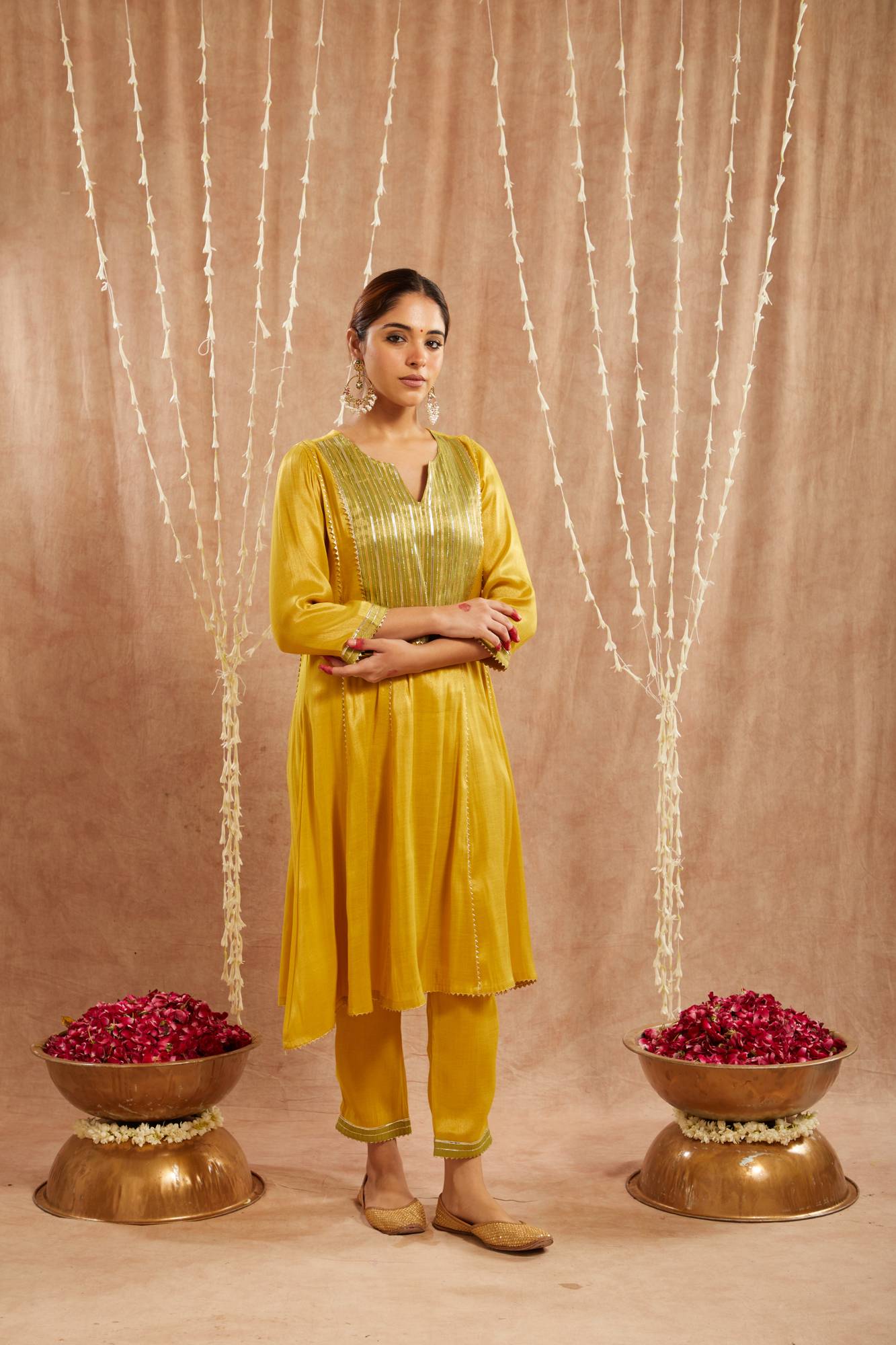 Sunshine Yoke Tissue Anarkali with
Narrow Pants