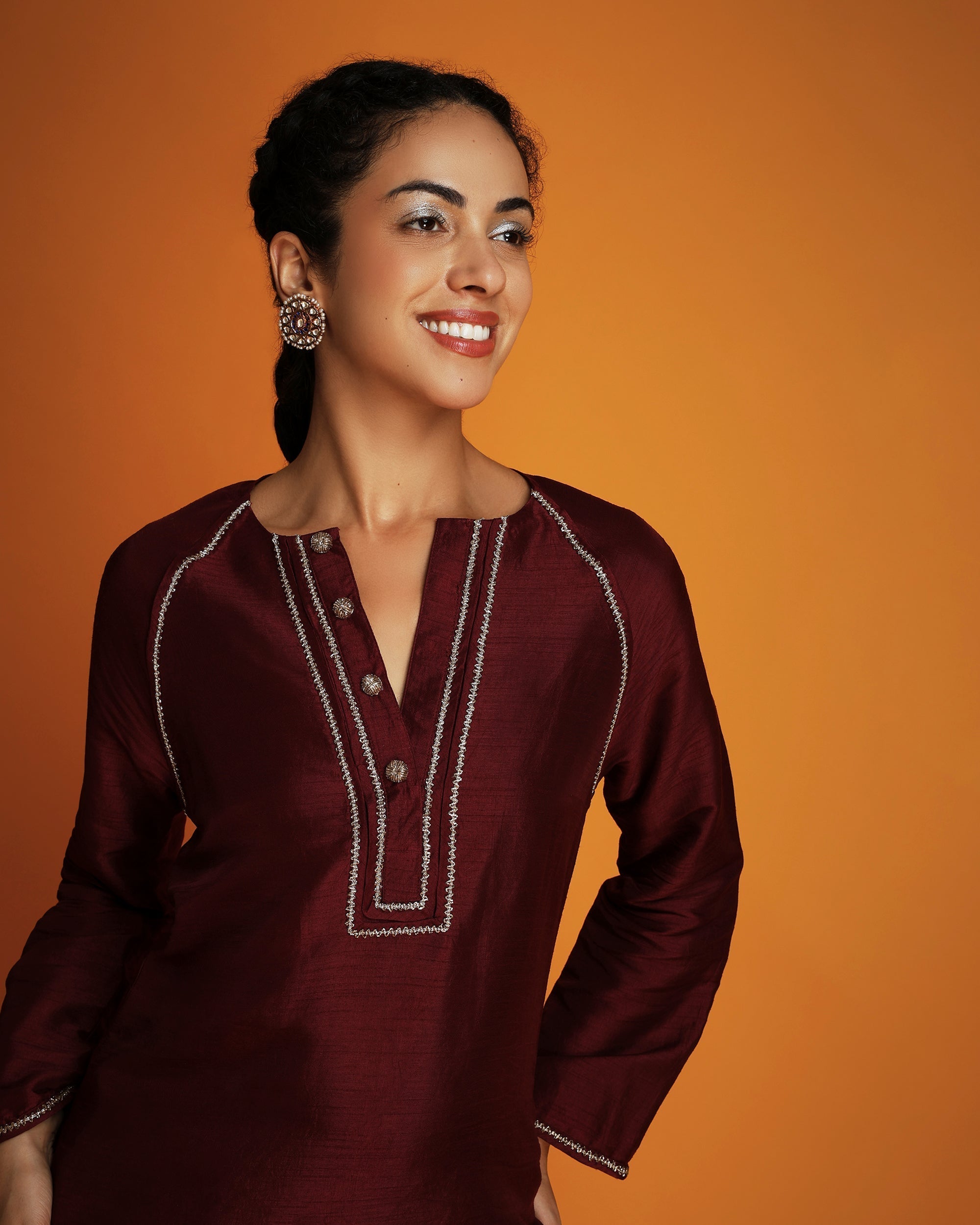 Maroon embroidered tunic
