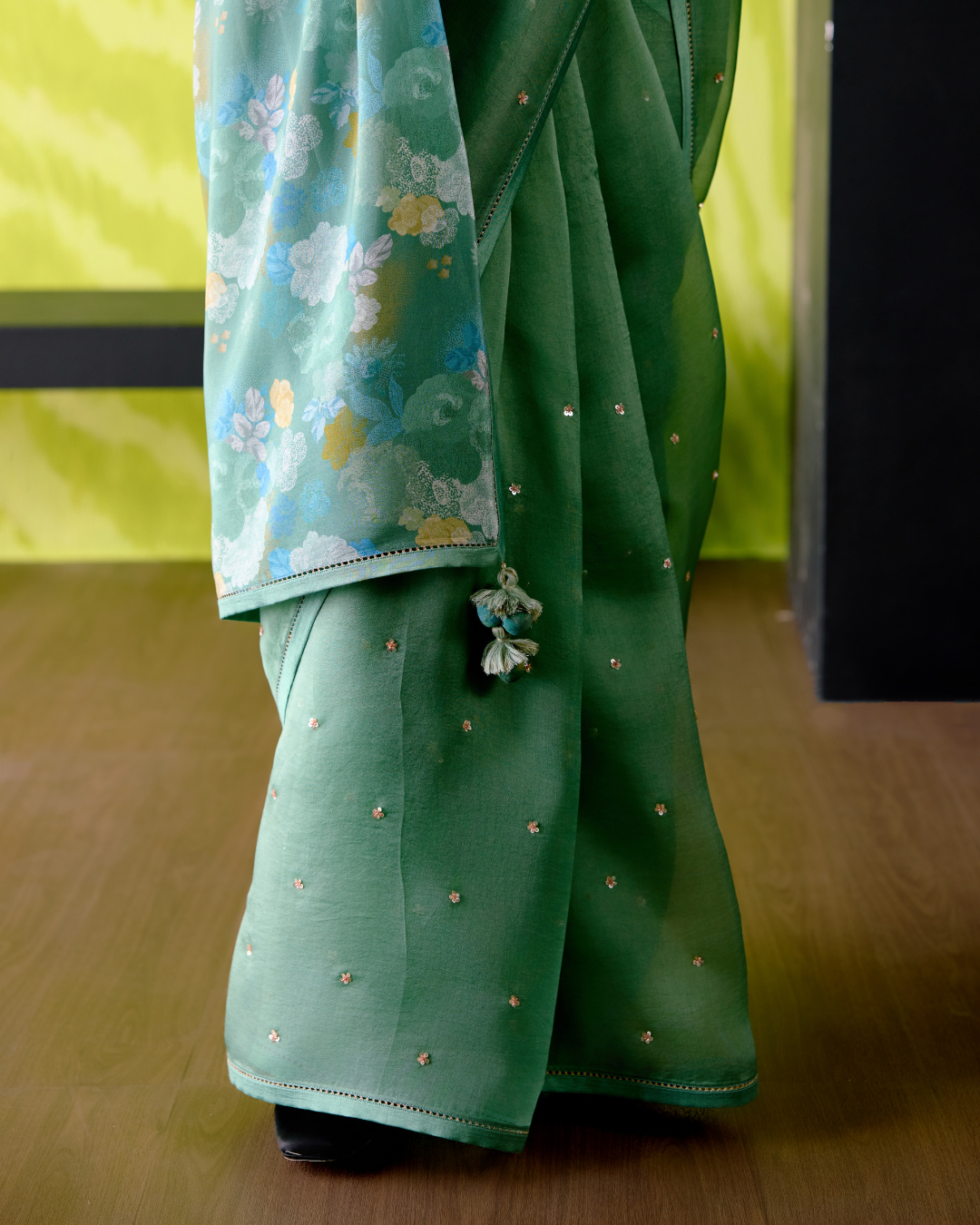 Green Apple Organza Saree with Blouse