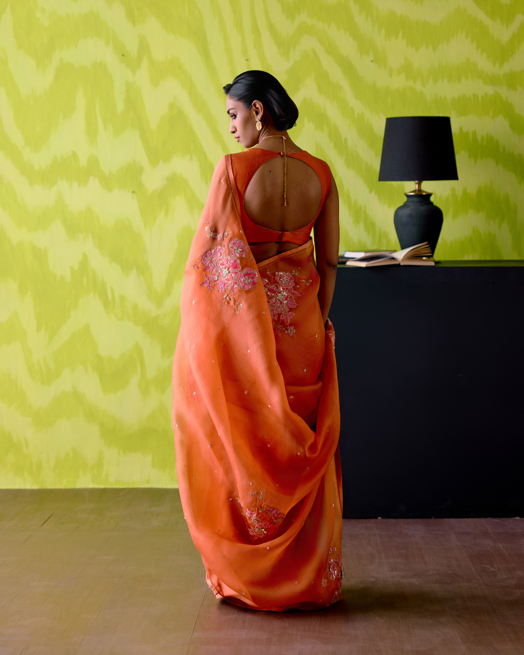 Rust Orange Saree with Blouse