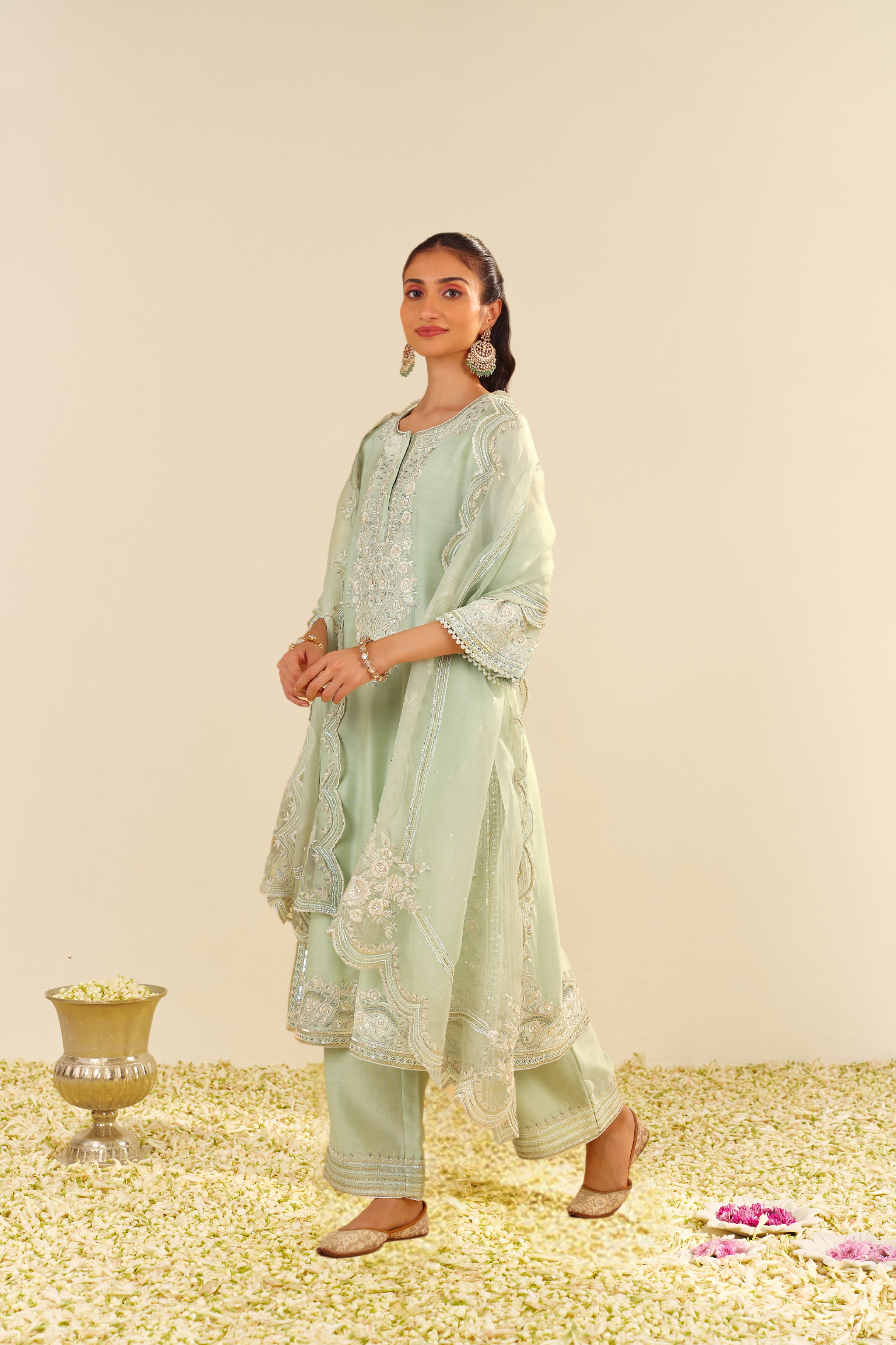 SEREEN - A-LINE KURTA WITH PALAZZO AND DUPATTA