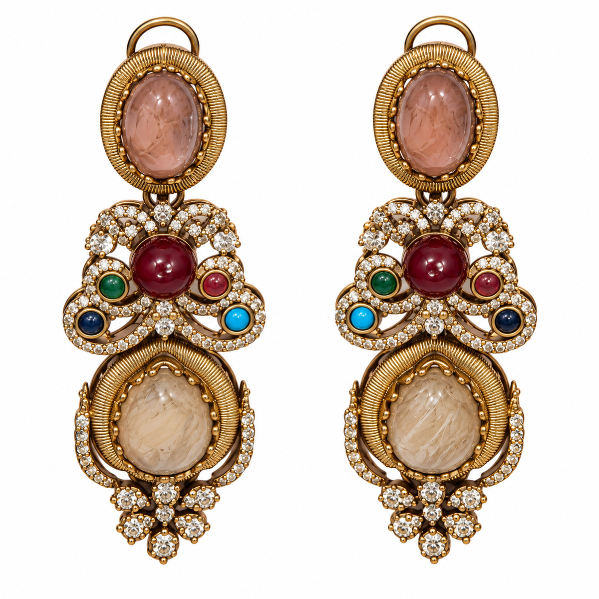 Multicolor Semi-Precious Stone Floral Necklace Set 27