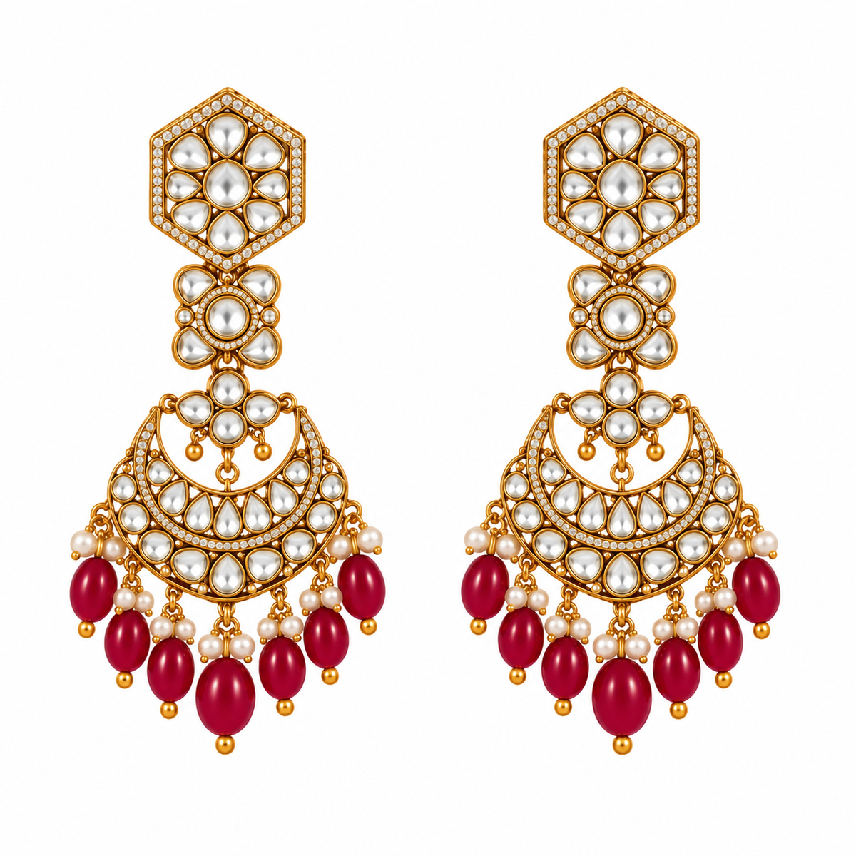 Ruby Kundan Bridal Necklace Set 08
