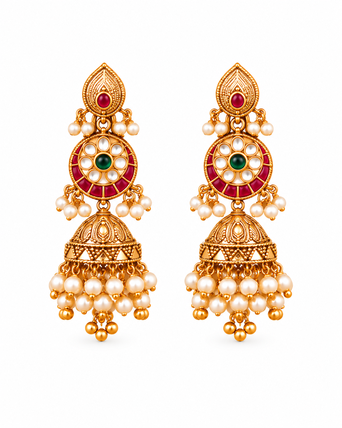 Antique Gold Kundan Statement Necklace Set 19