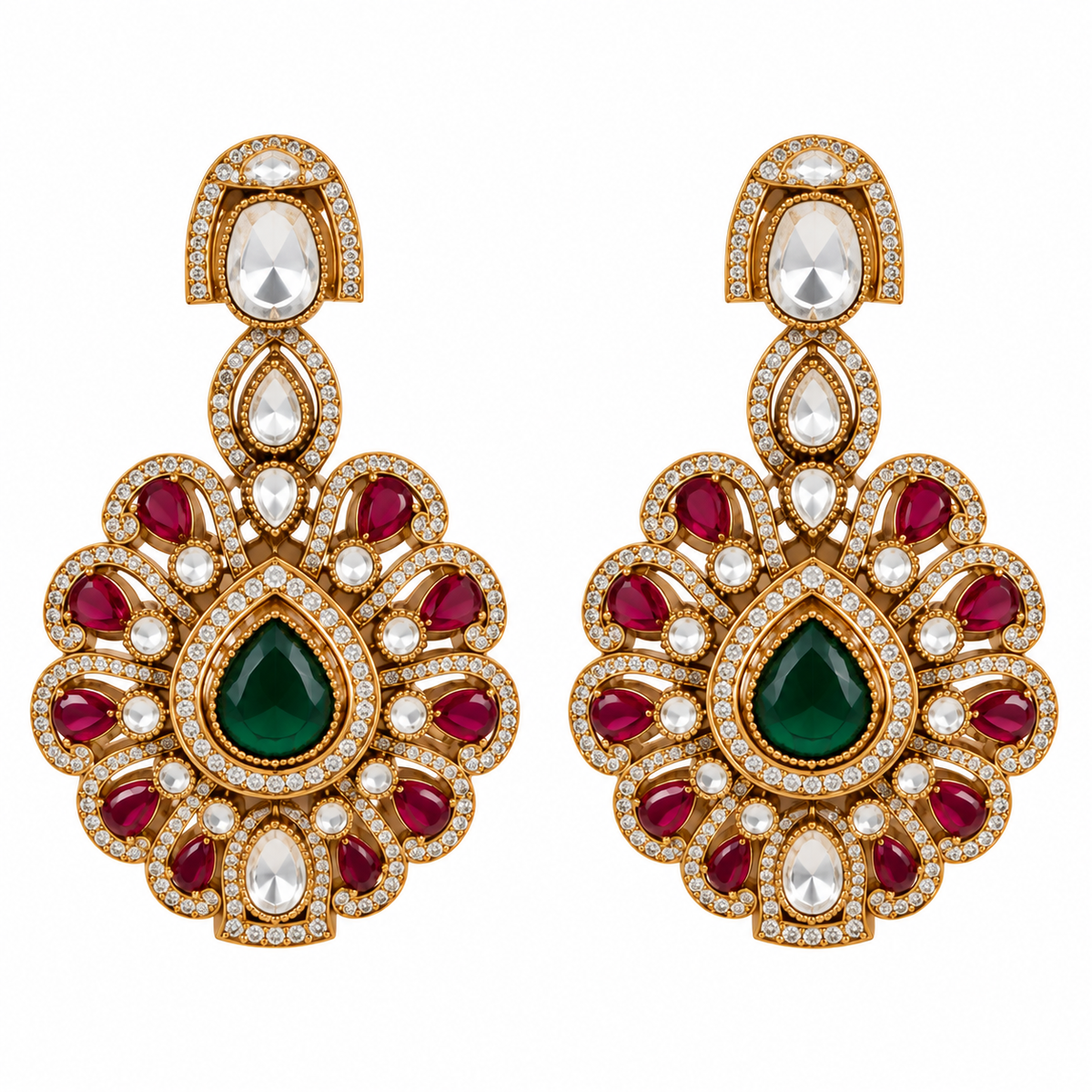 Ruby Moissanite Statement Necklace Set 23