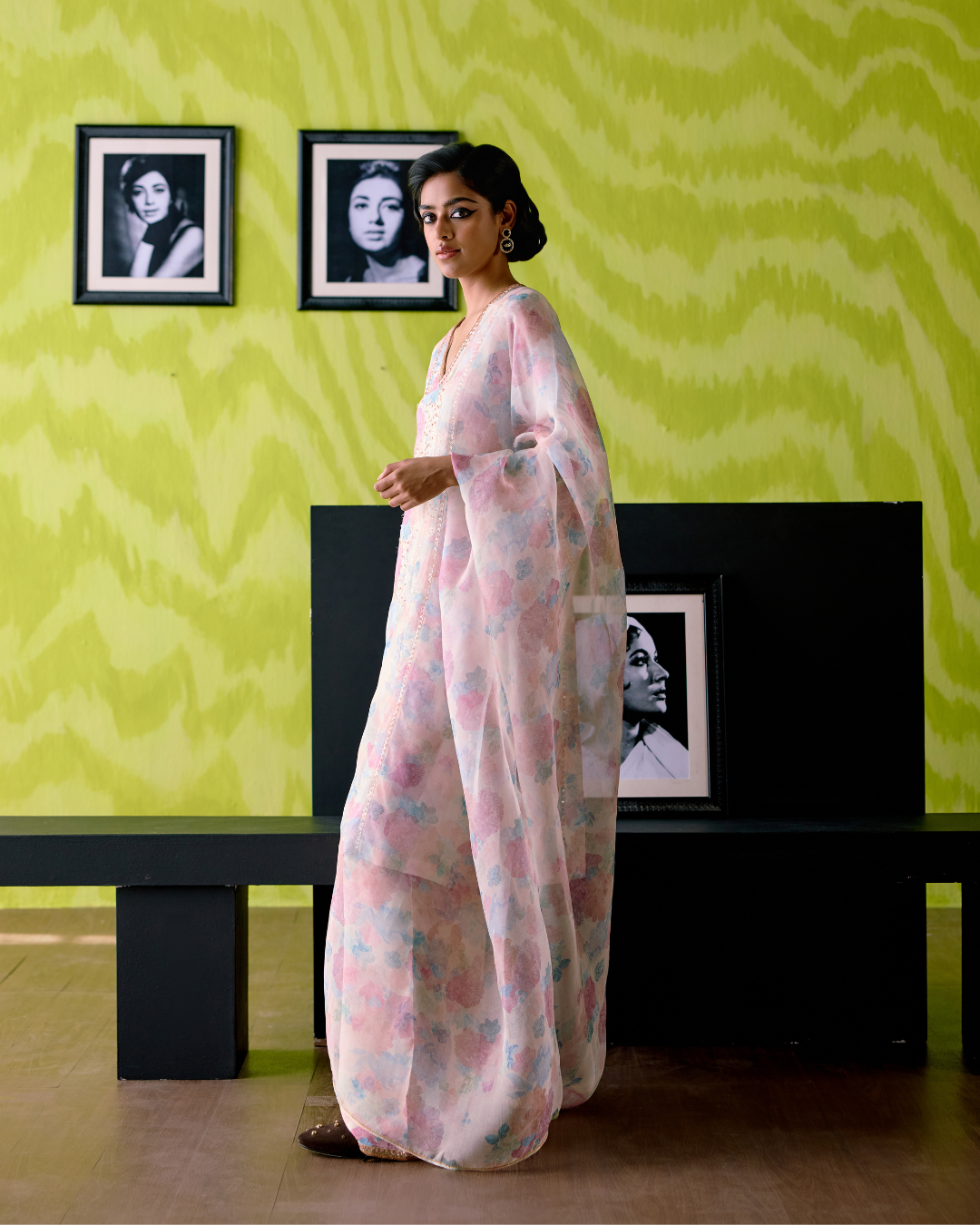 Ivory Floral Print Palled Kurta Set