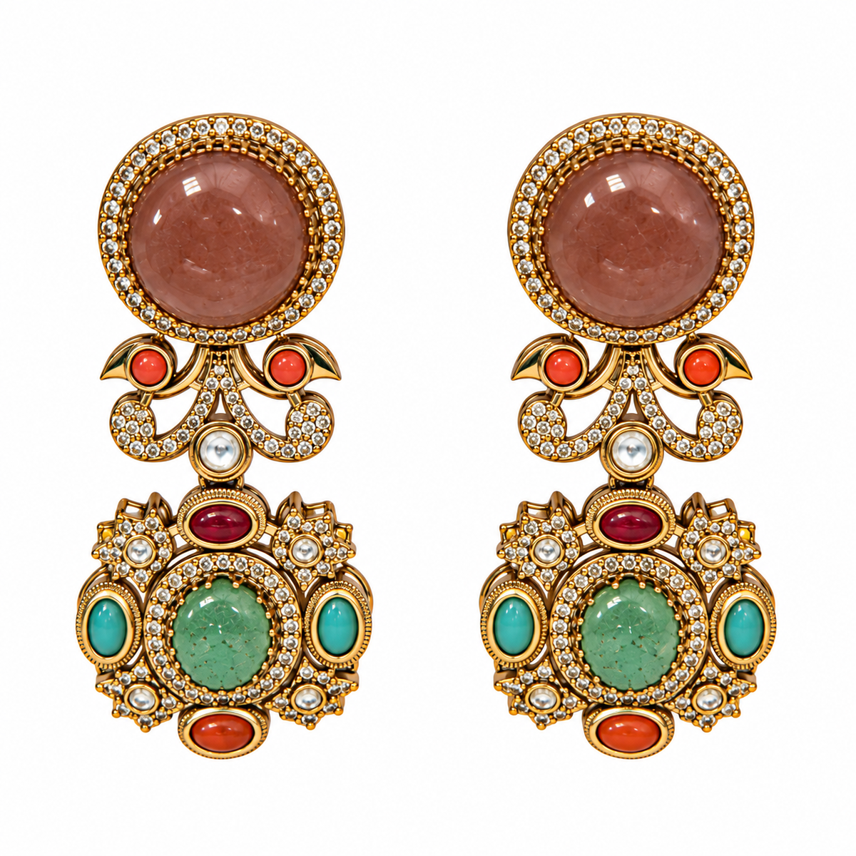 Multicolor Semi-Precious Stone Statement Necklace Set 26