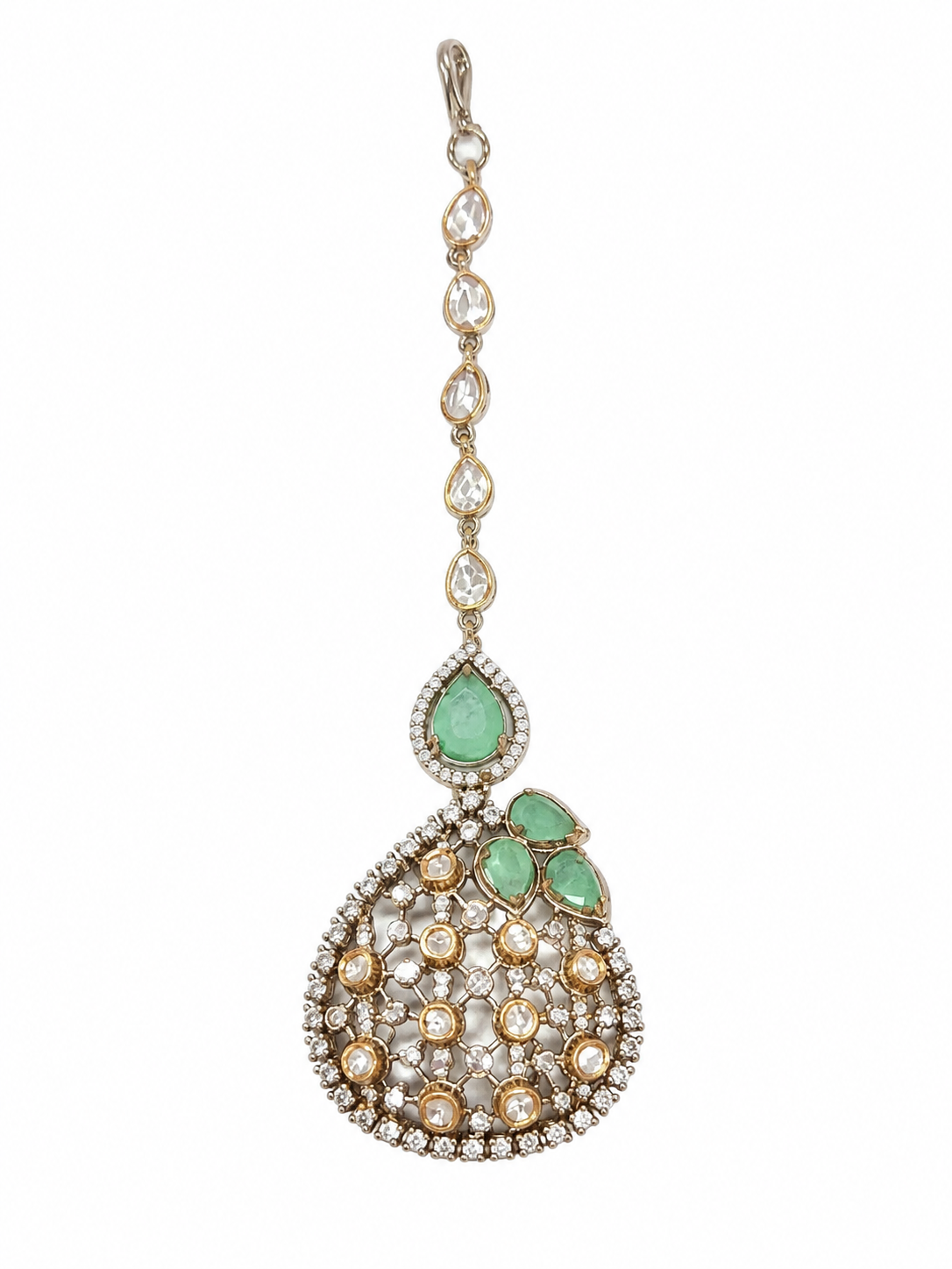 Sage Green Moissanite Polki Statement Necklace Set