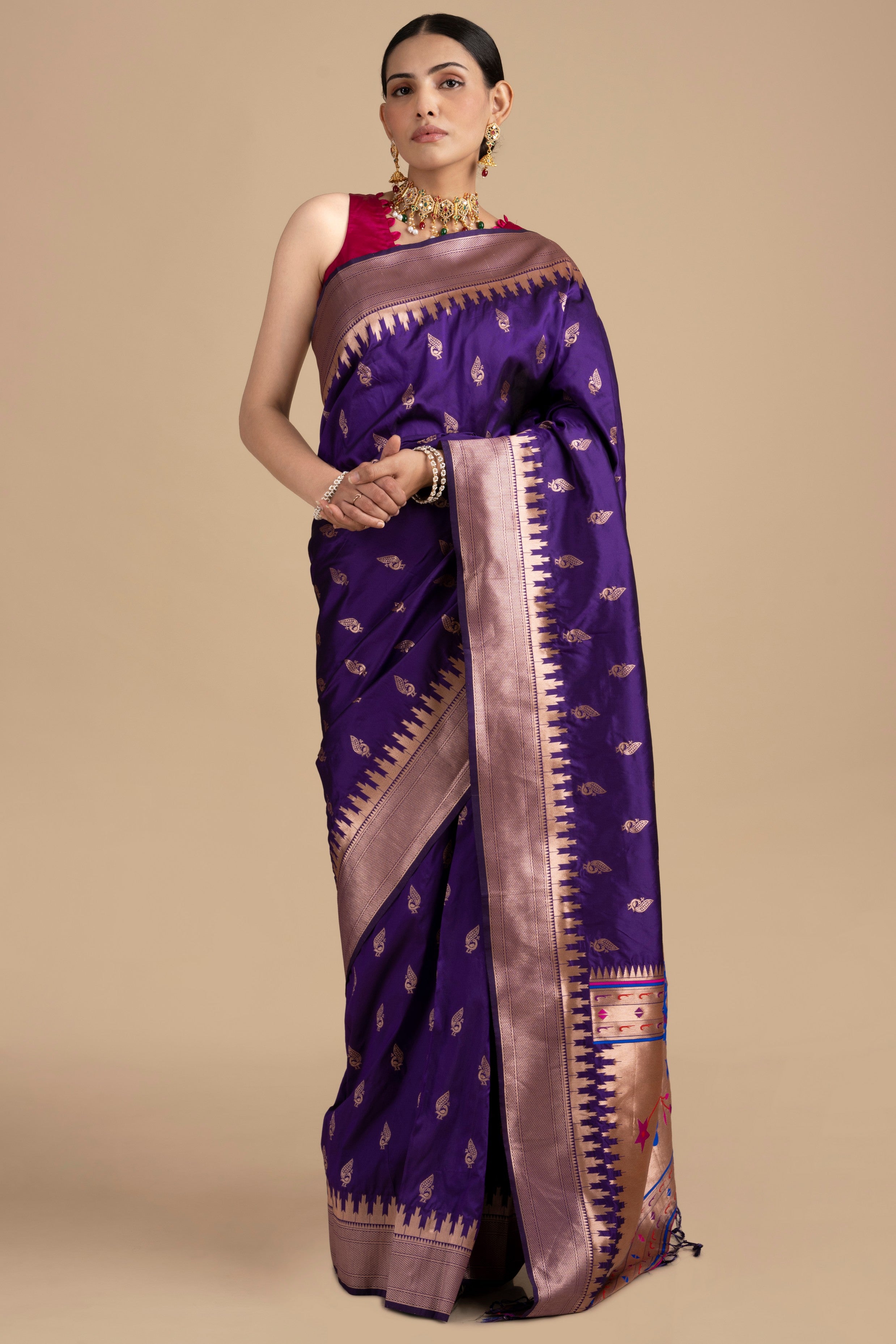 Purple Pure Silk banarasi Handloom Saree