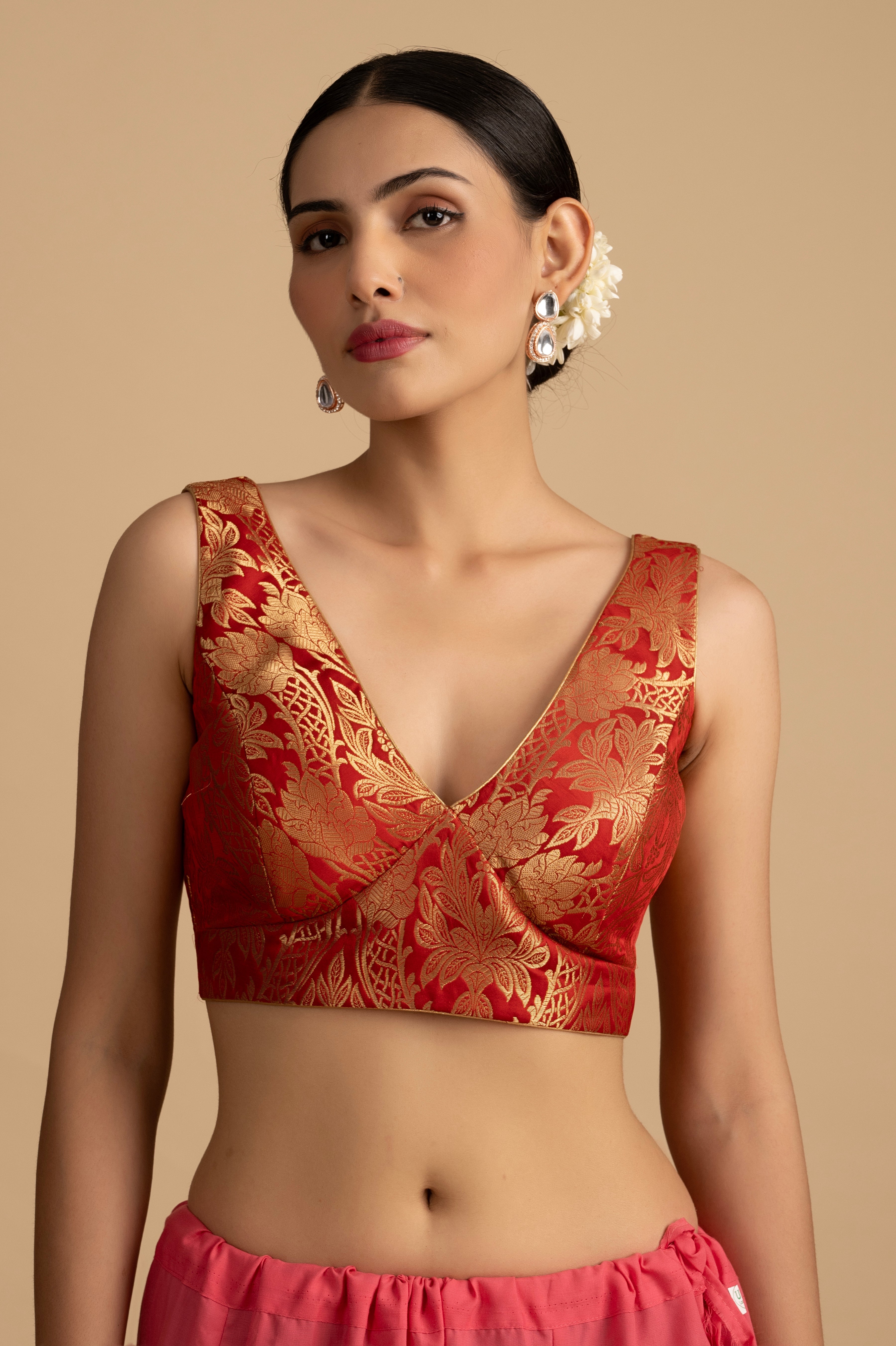 Pastel Pink Pure tissue Silk banarasi handwork Saree