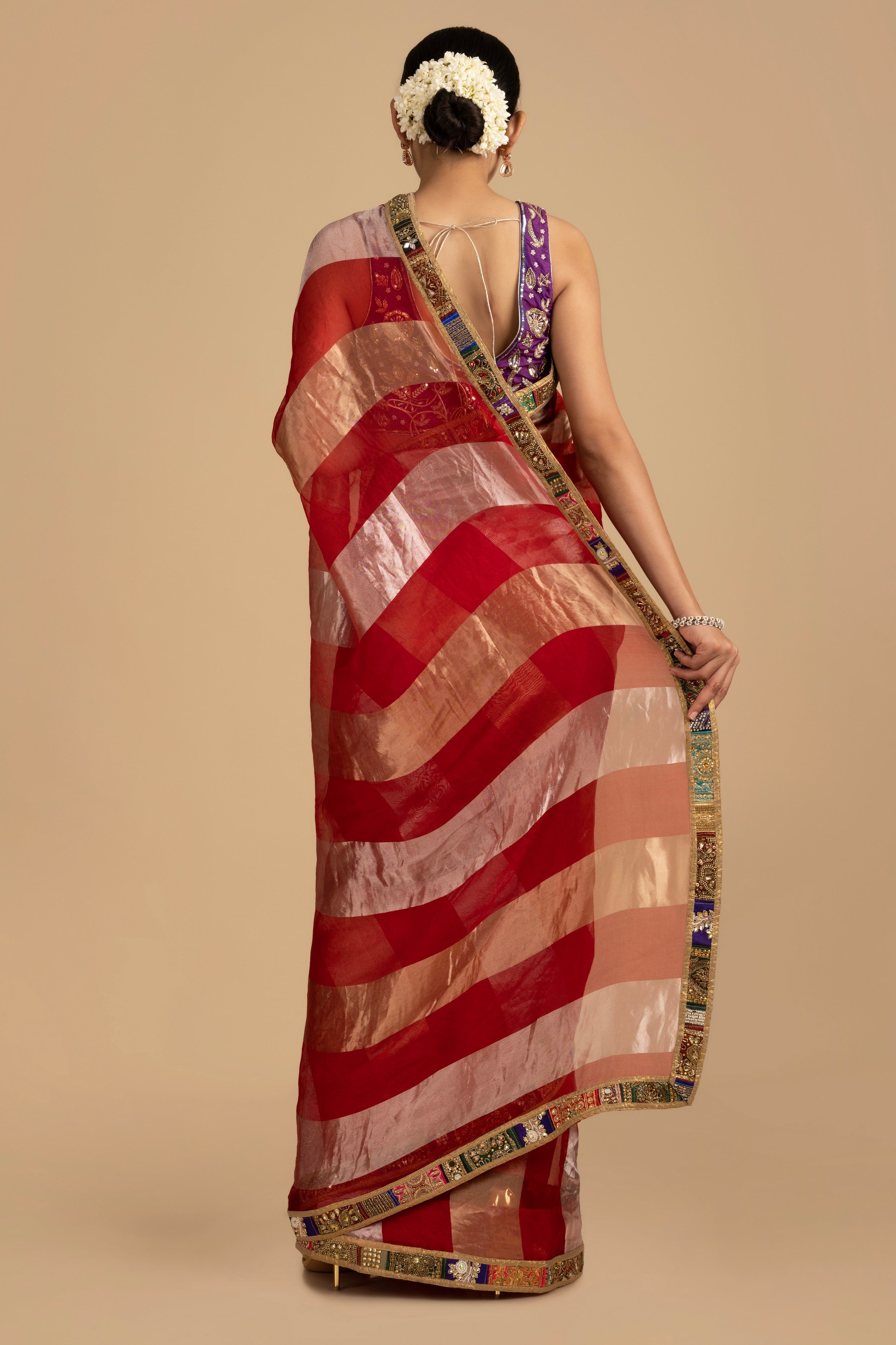 Red Pure Organza Silk Banarasi Handloom Saree