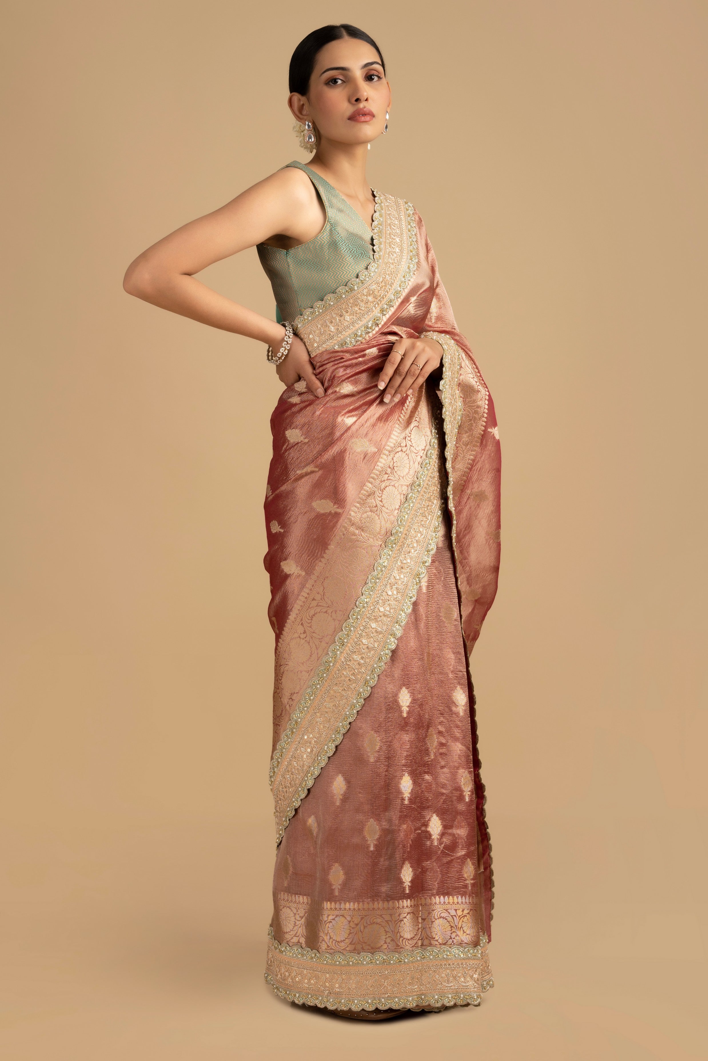Blush Pink Pure Tissue Silk Banarasi Handloom Saree