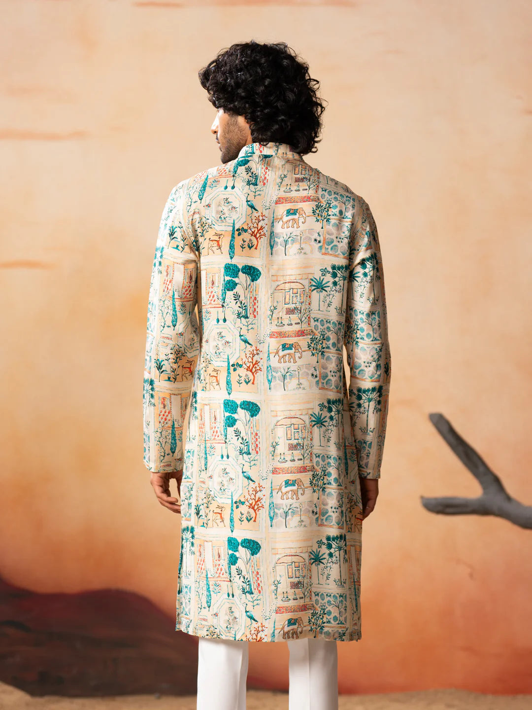Foret Classic Forest Print Silk Kurta