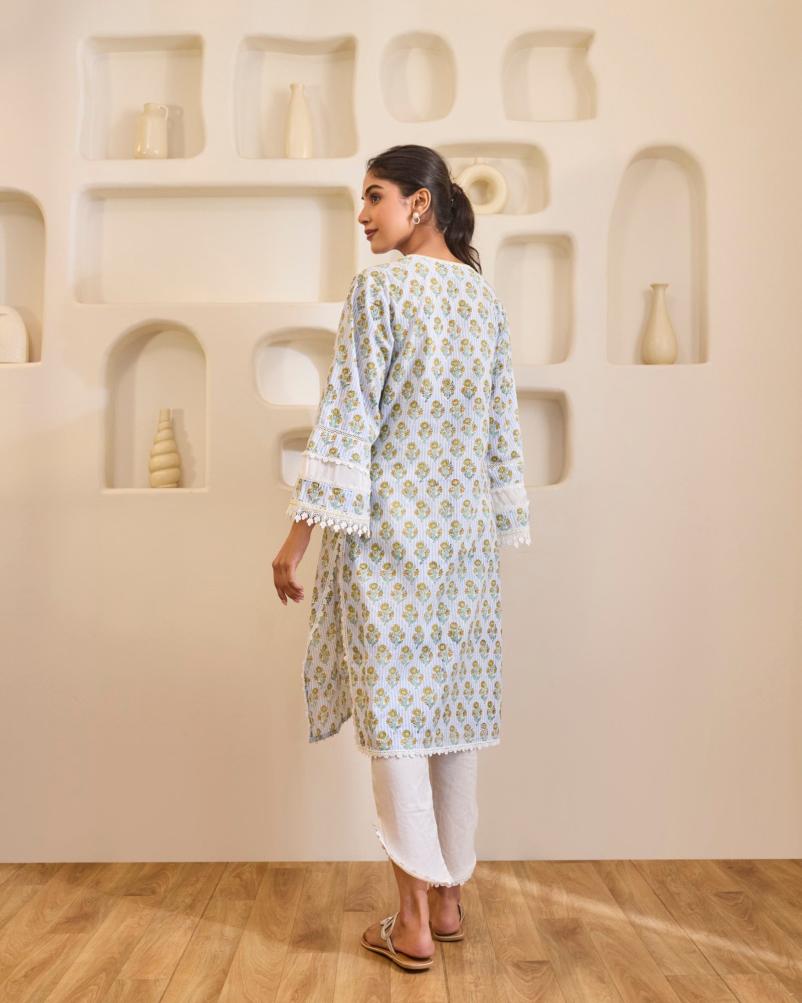Blue Charm Cotton Kurta with Tulip Pants