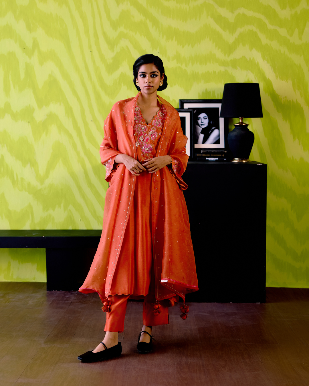 Rust Orange A-line Kurta Set