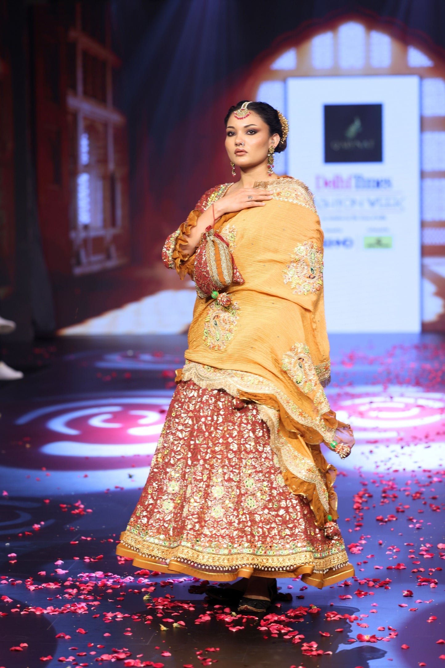 Ghungroo Rust Sequence & Mirror Work Hand Embroidered Anarkali Set