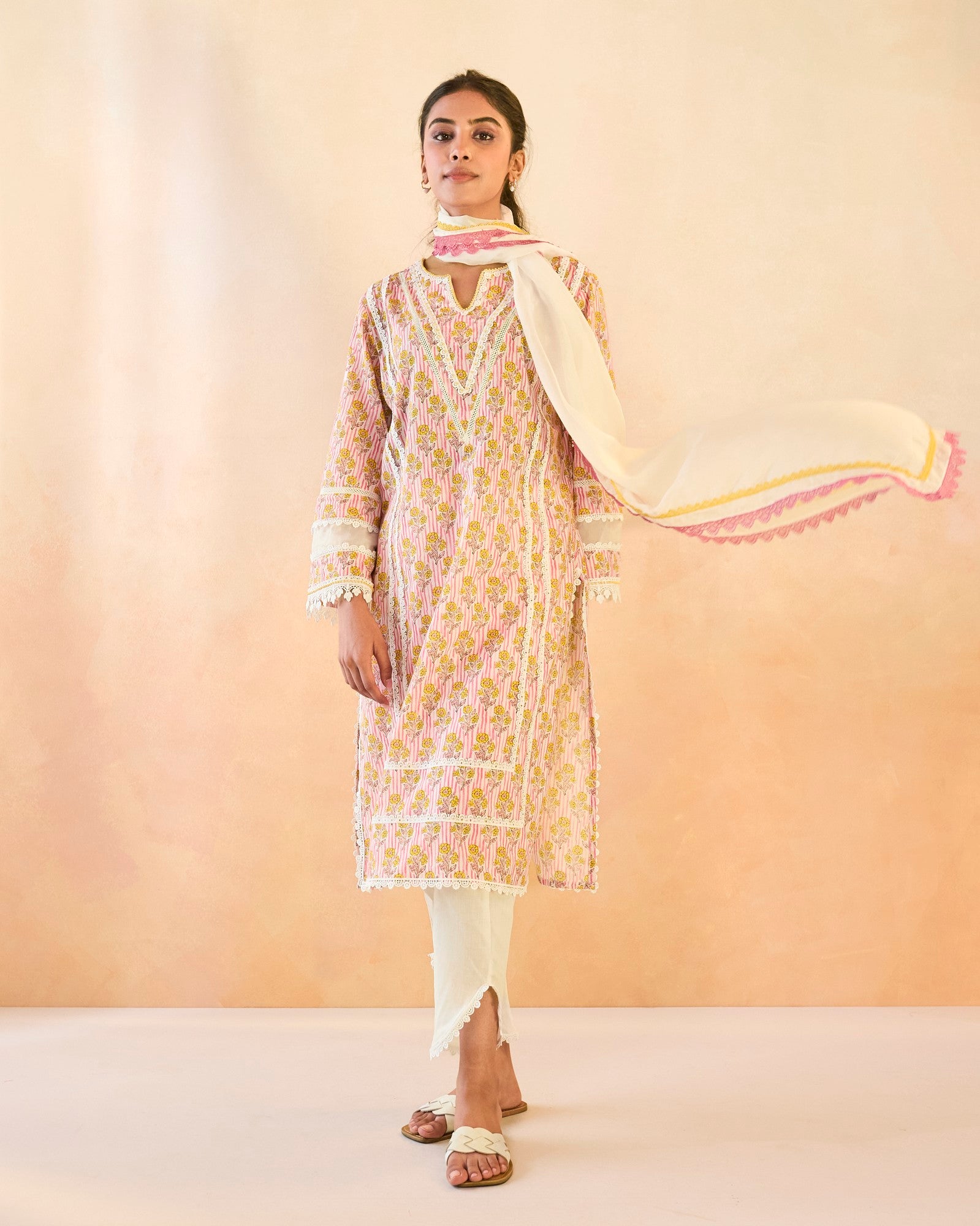 Pink Charm Cotton Kurta with Tulip Pants