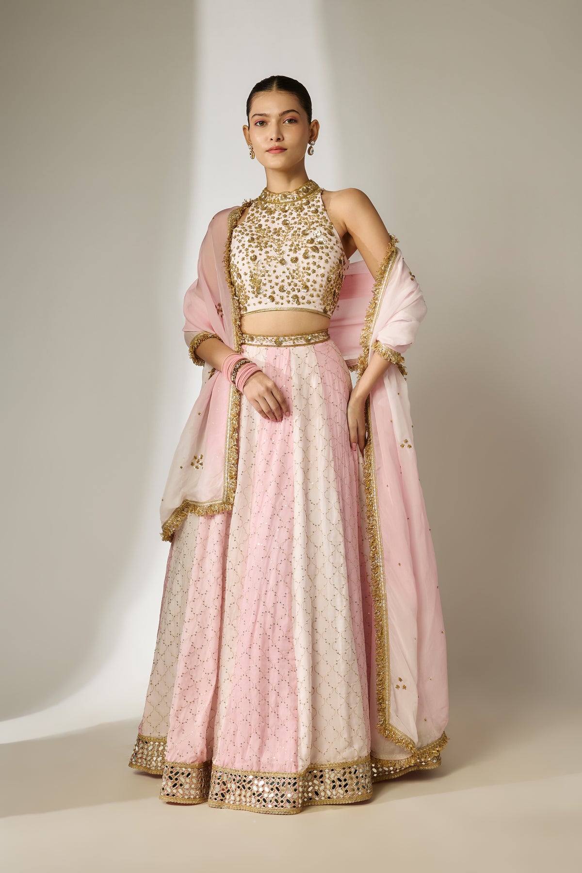 Light Pink Sequin Lehenga Set