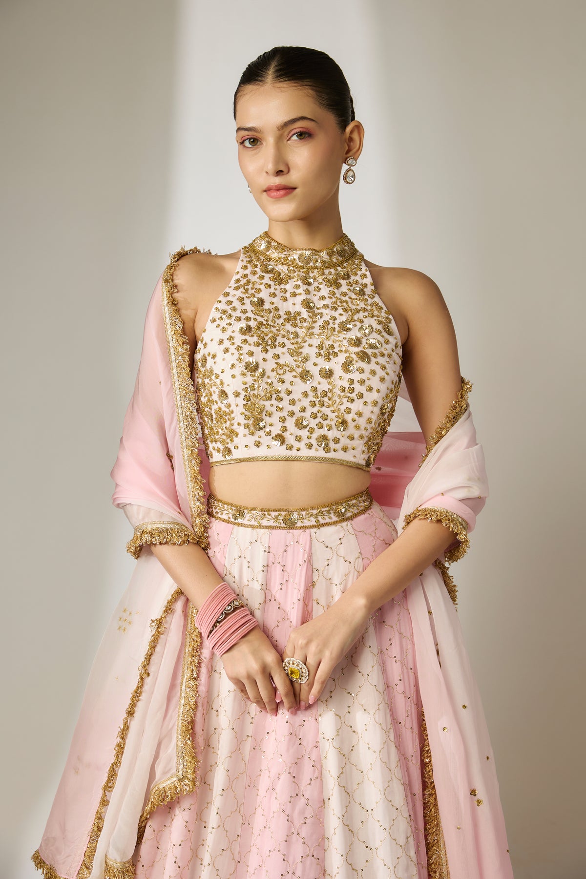 Light Pink Sequin Lehenga Set