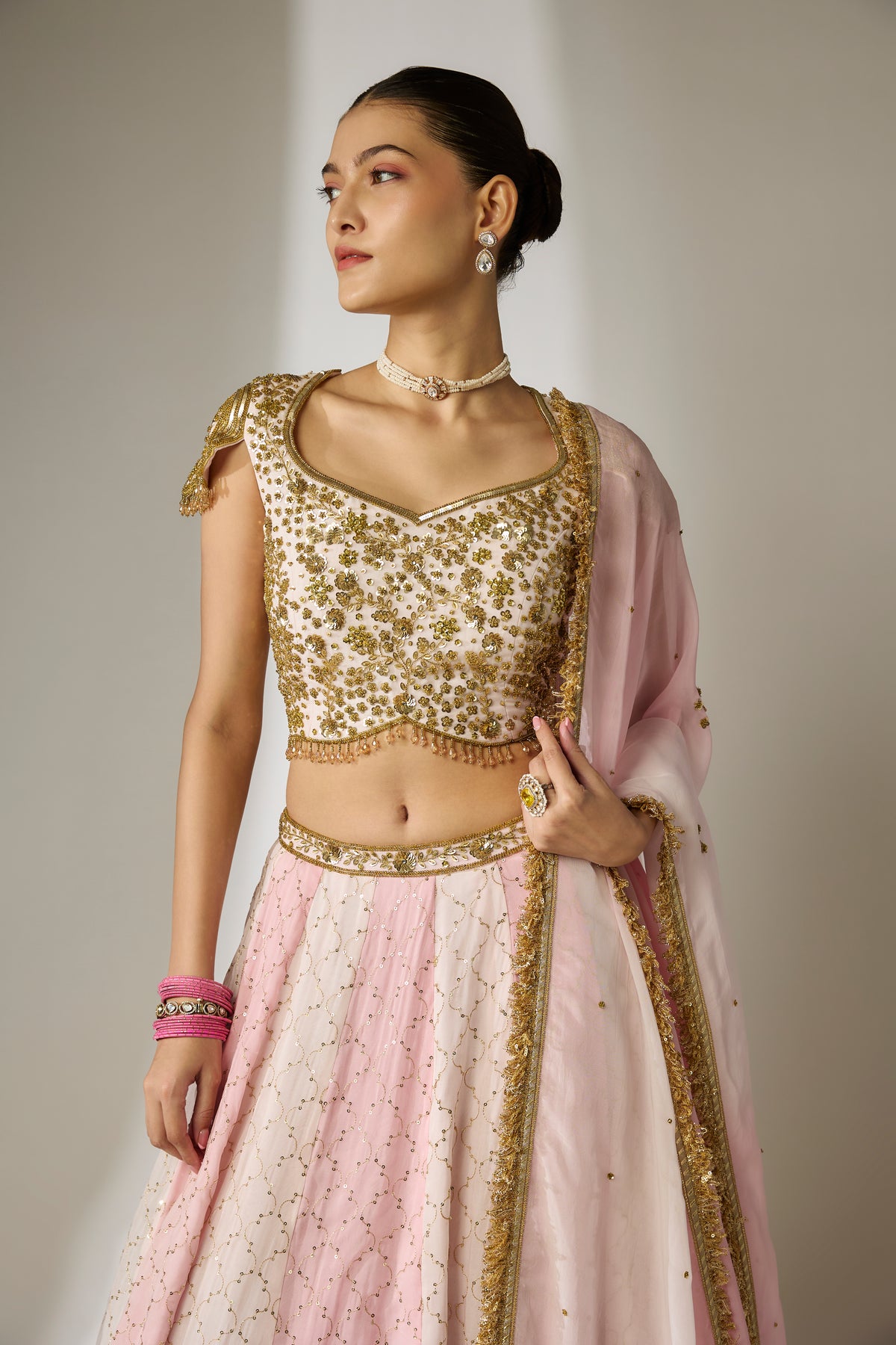Light Pink Sequin Lehenga Set