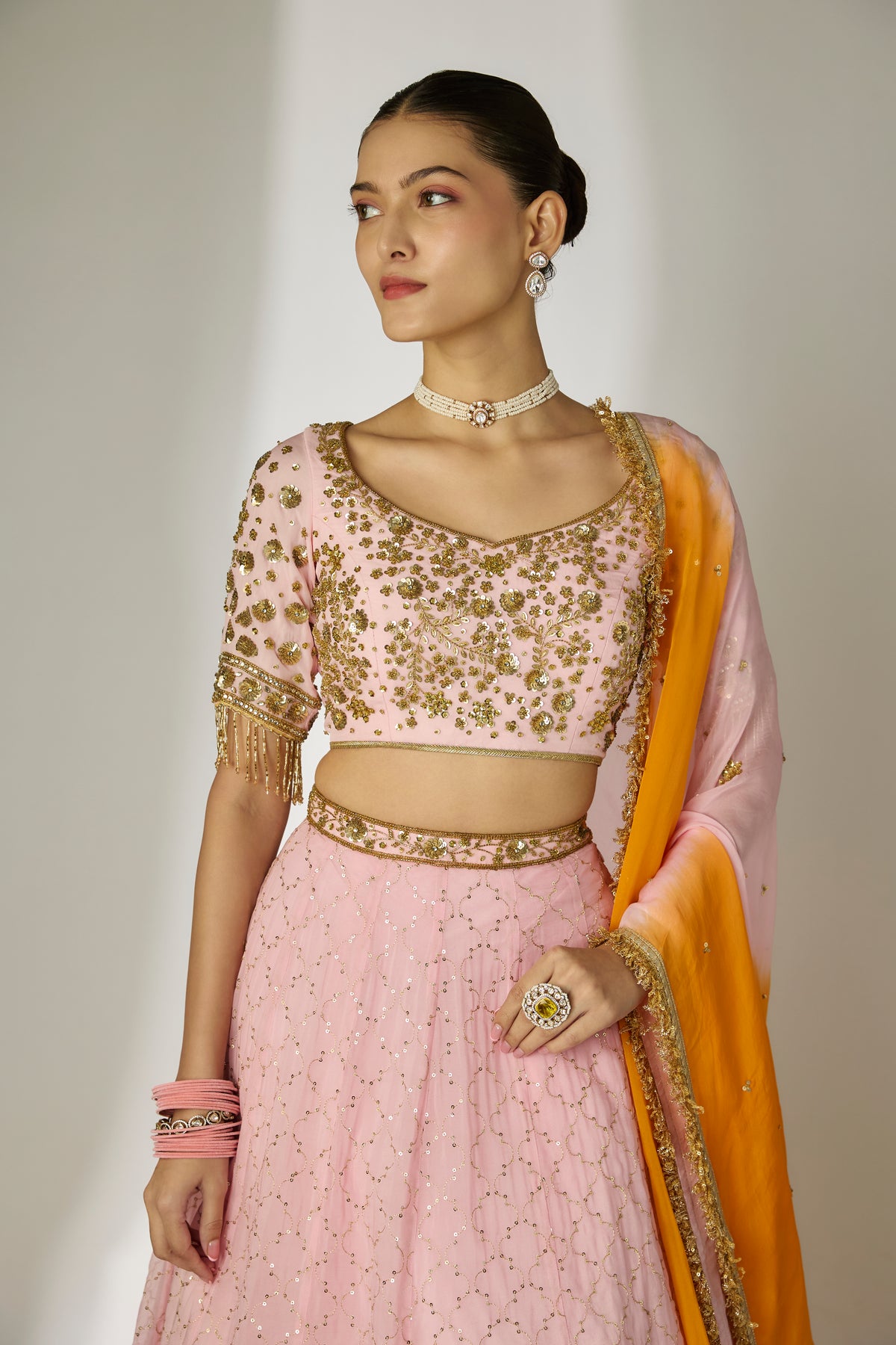 Pink Sequin Lehenga Set