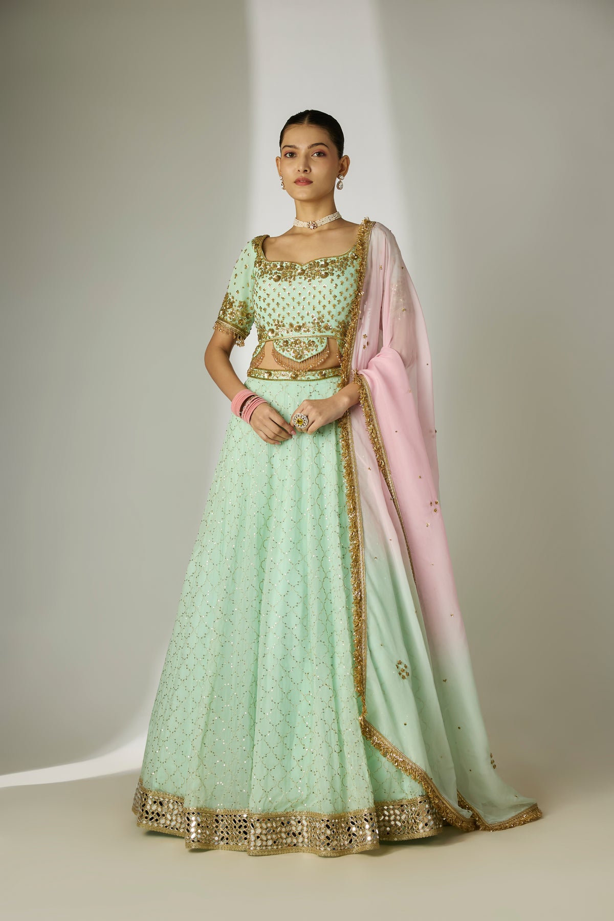 Mint Green Sweetheart Lehenga Set