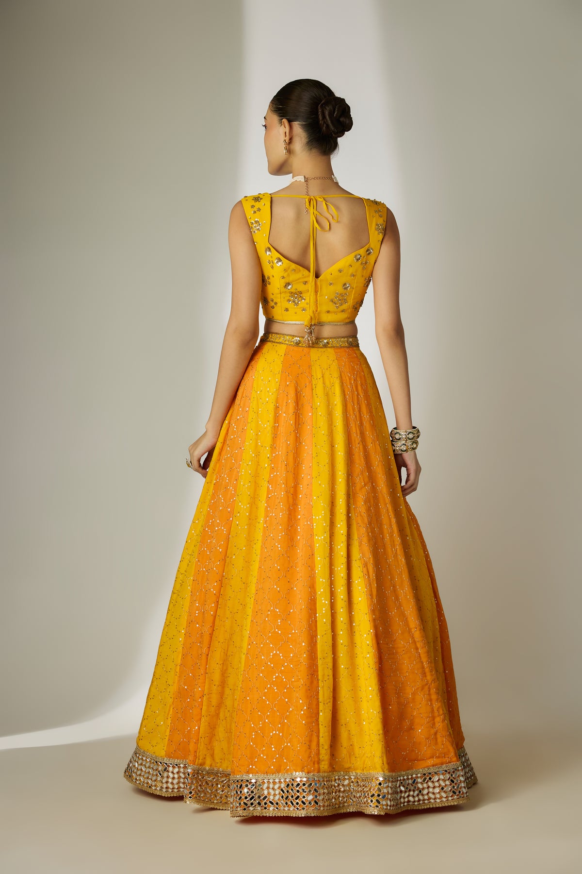 Orange & Yellow Sequin Lehenga Set