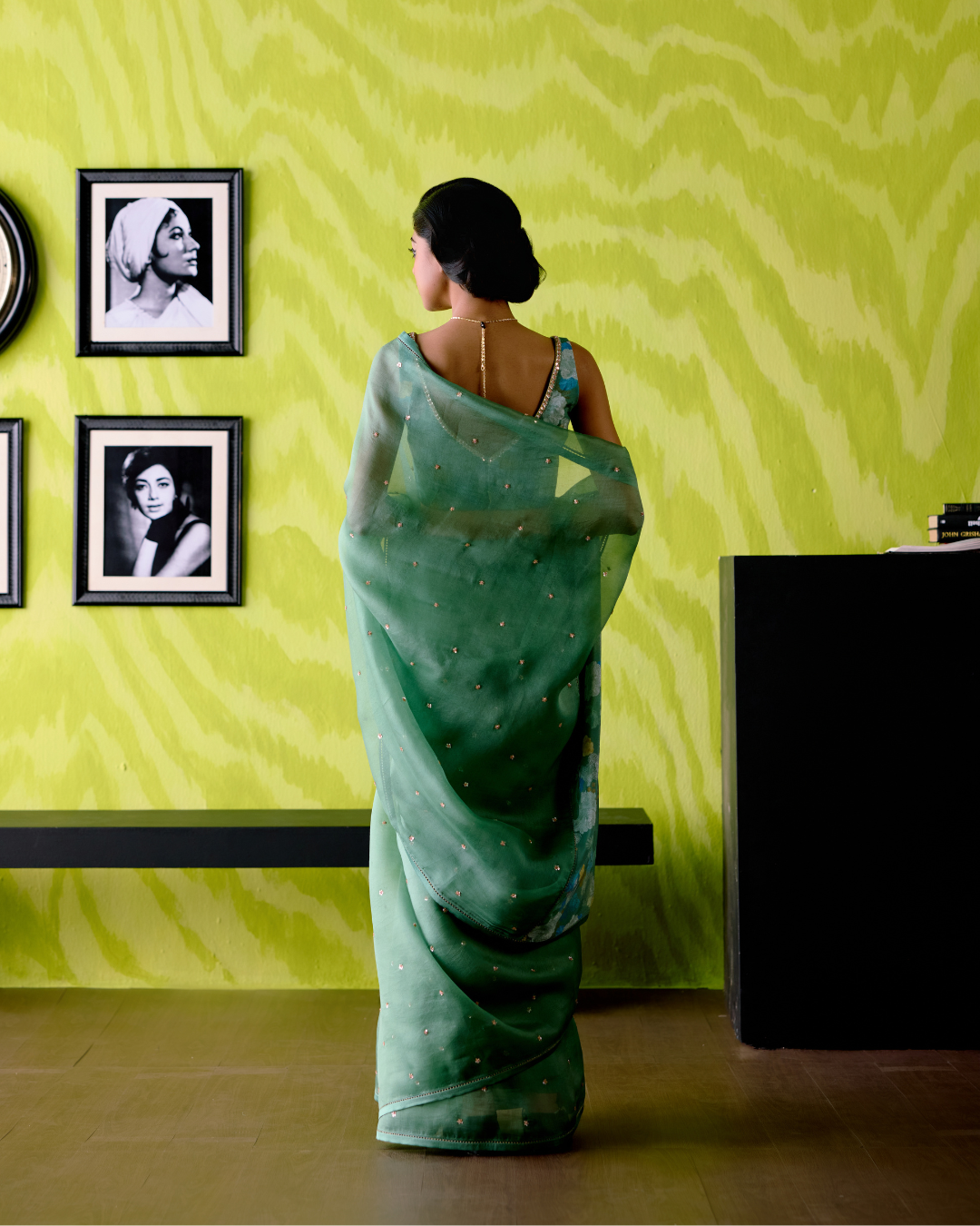 Green Apple Organza Saree with Blouse