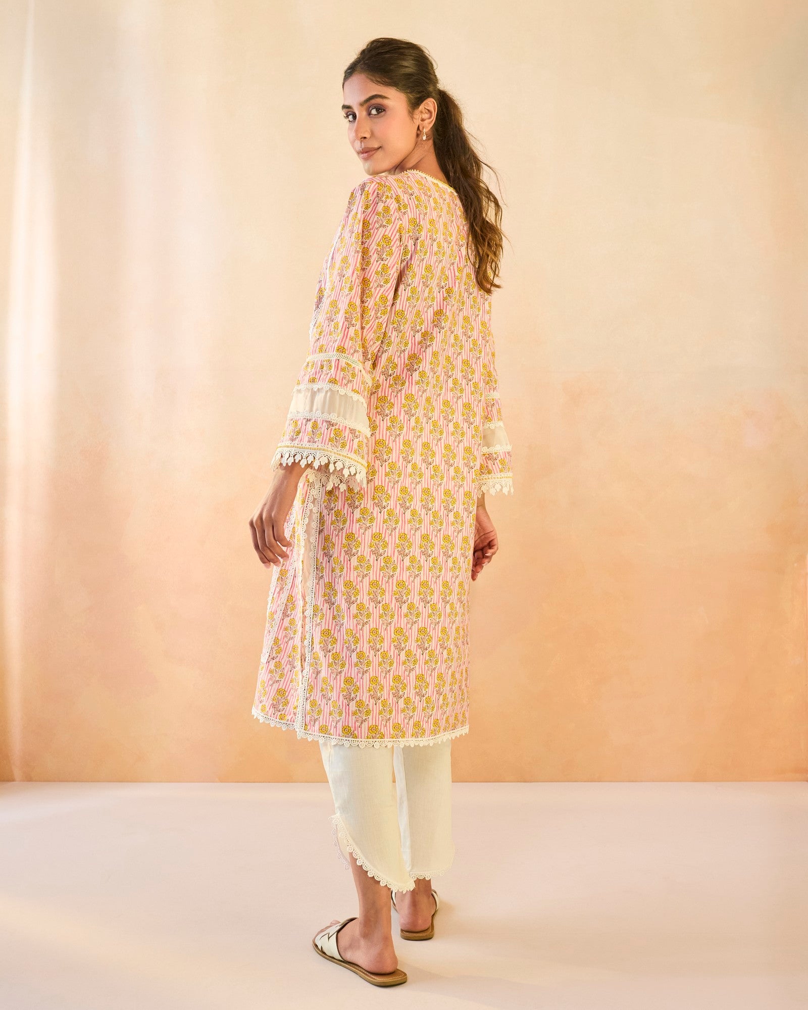Pink Charm Cotton Kurta with Tulip Pants