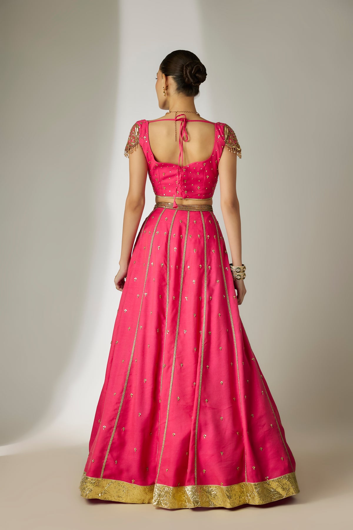 Pink Chanderi Lehenga Set