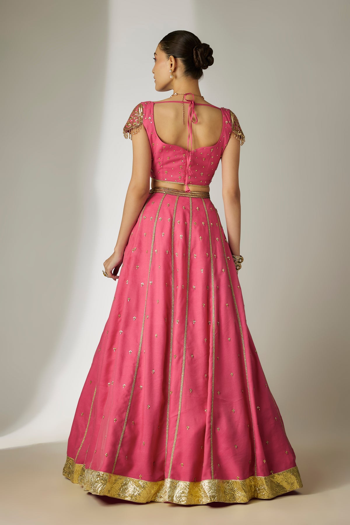 Pink Chanderi Lehenga Set