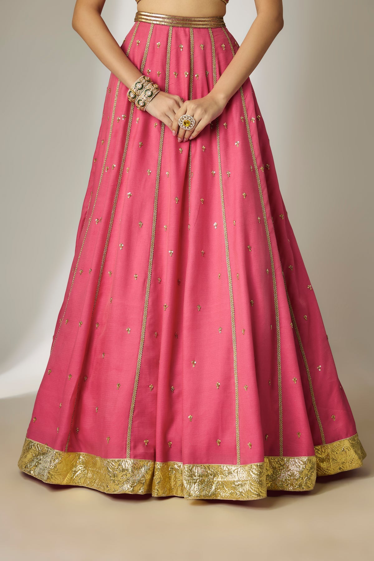 Pink Chanderi Lehenga Set