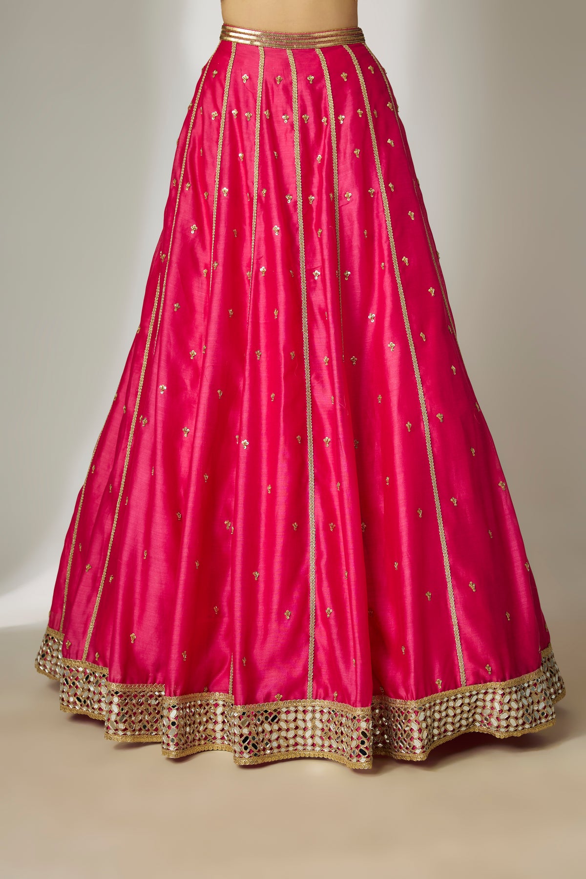 Pink Silk Chanderi Lehenga Set