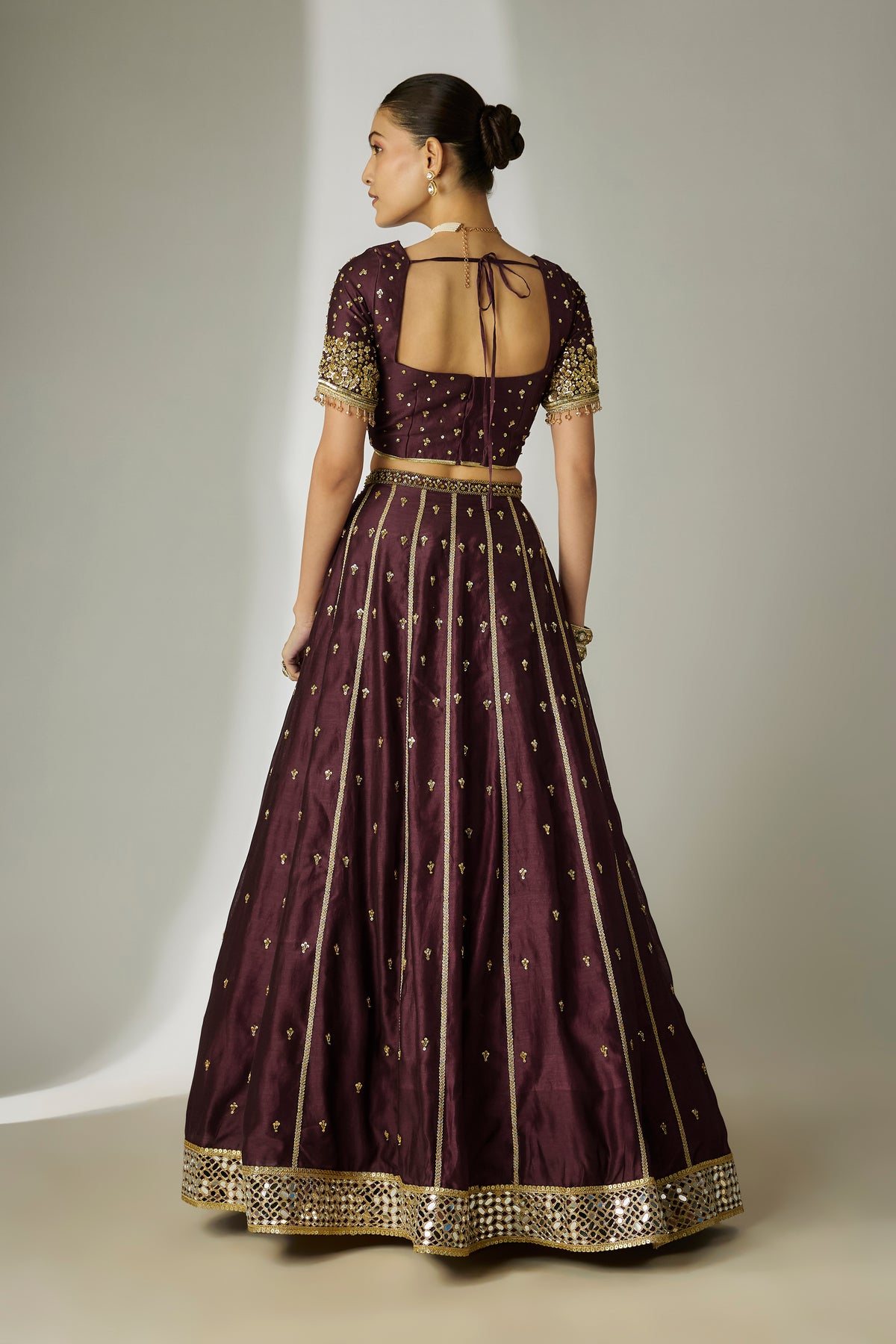 Brown Chanderi Lehenga Set